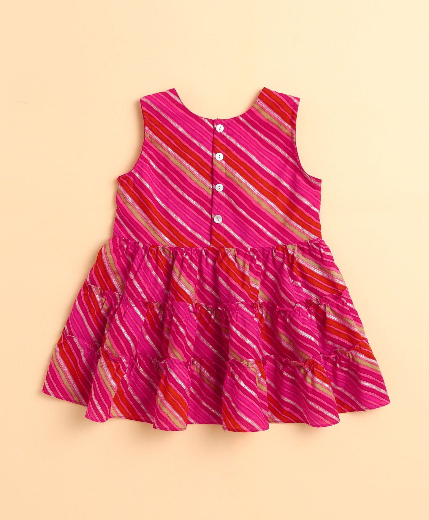 The Magic Wand Cotton Woven Sleeveless Leheriya Printed Lace Embellished Kurta and Salwar Set - Fuchsia