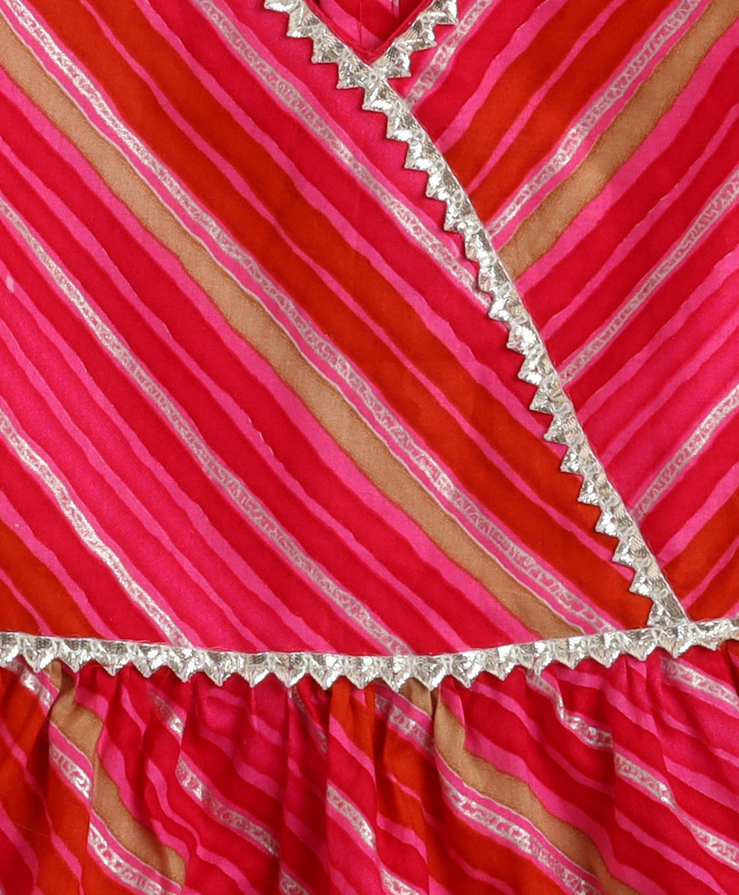 The Magic Wand Cotton Woven Sleeveless Leheriya Printed Lace Embellished Kurta and Salwar Set - Fuchsia