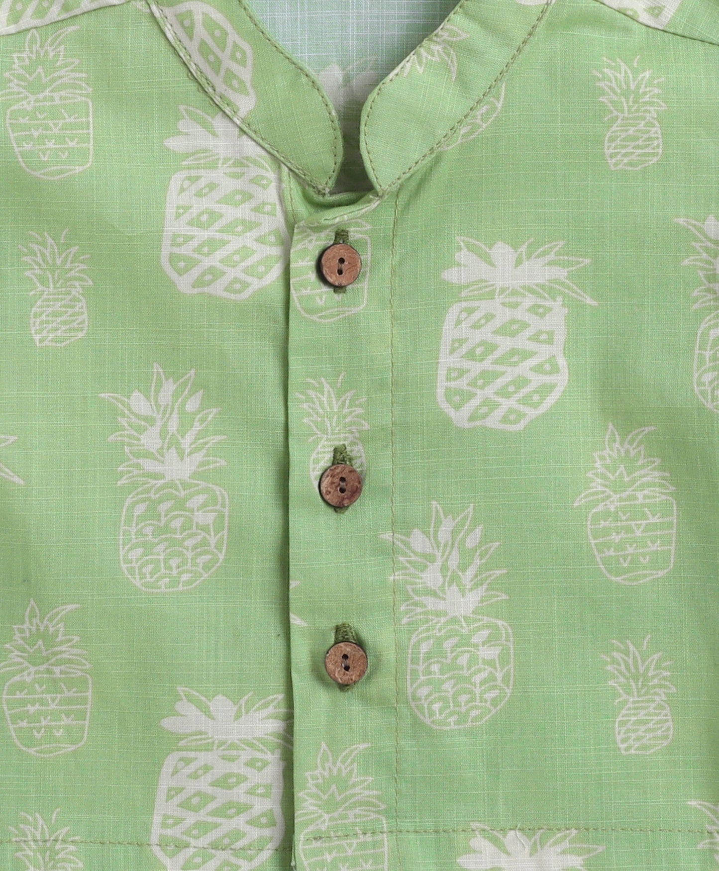 The Magic Wand Cotton Woven Frill Sleeves Pineapple Printed Top & Palazzo Set - Light Green
