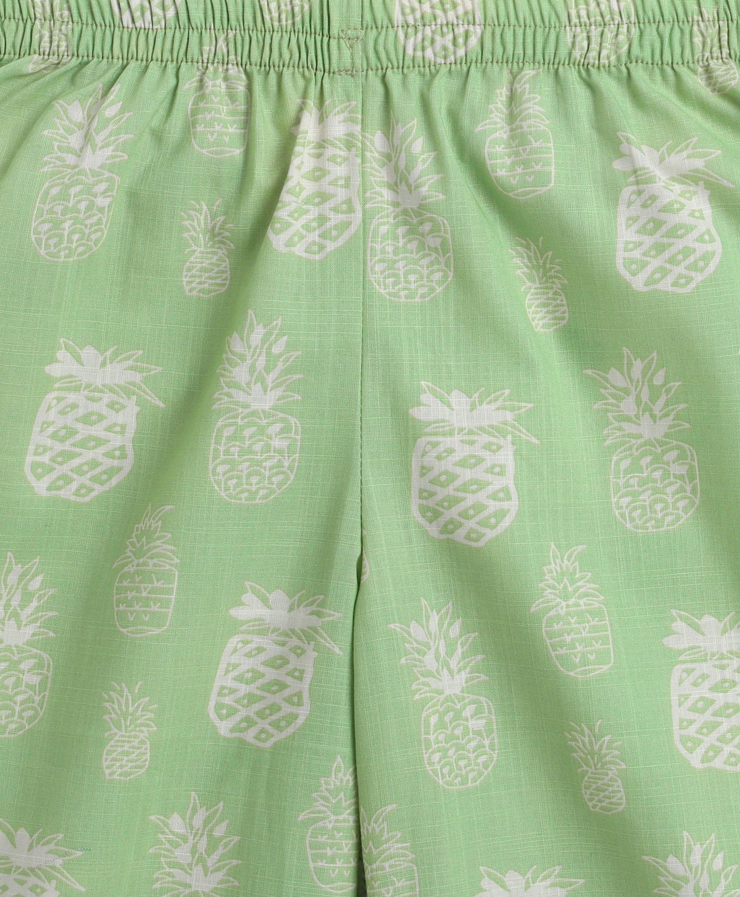 Cotton Woven Frill Sleeves Pineapple Printed Top & Palazzo Set - Light Green