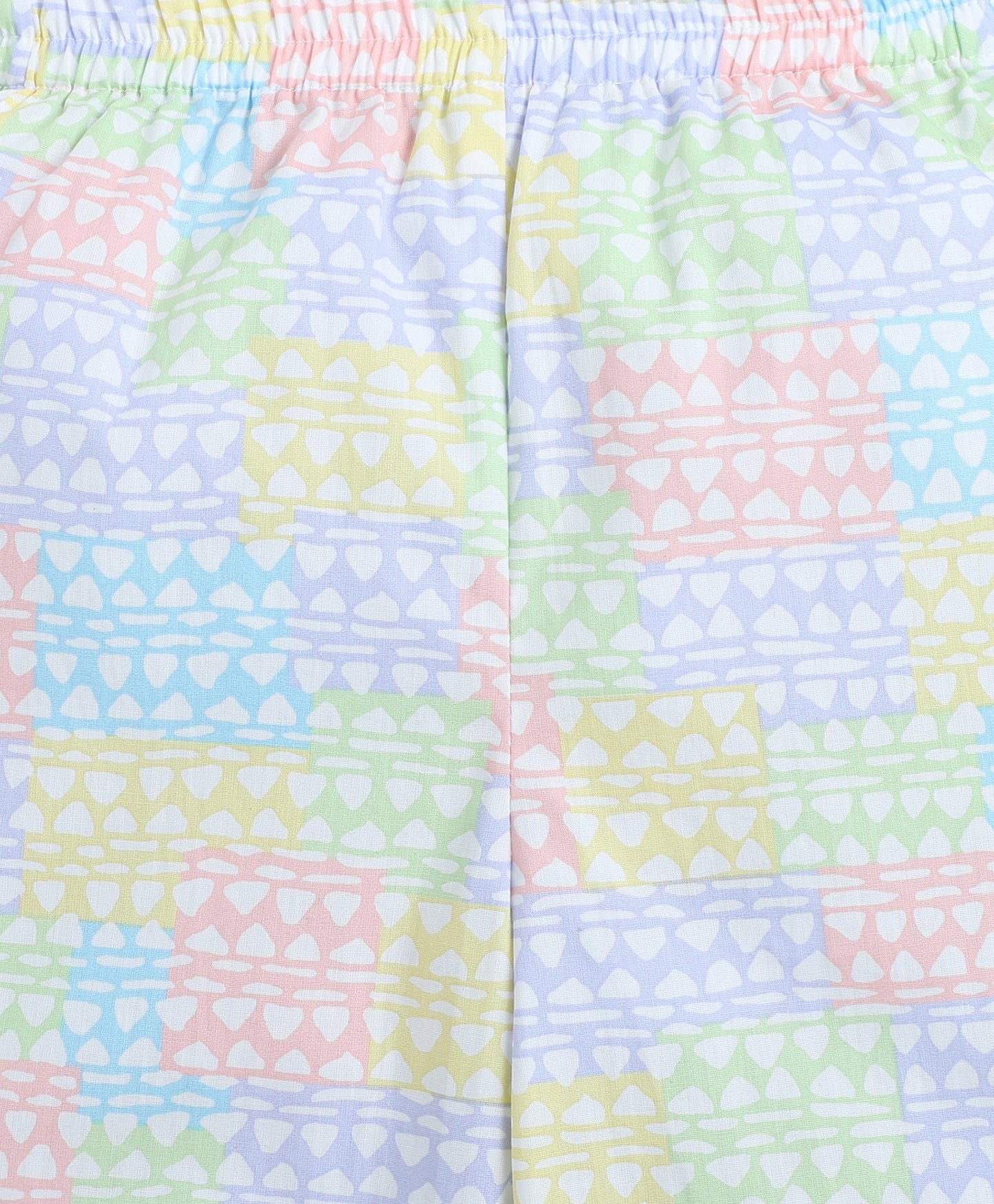 Cotton Woven Frill Sleeves All Over Printed Collar Top and Co-Ordinating Pant Set- Multi Color