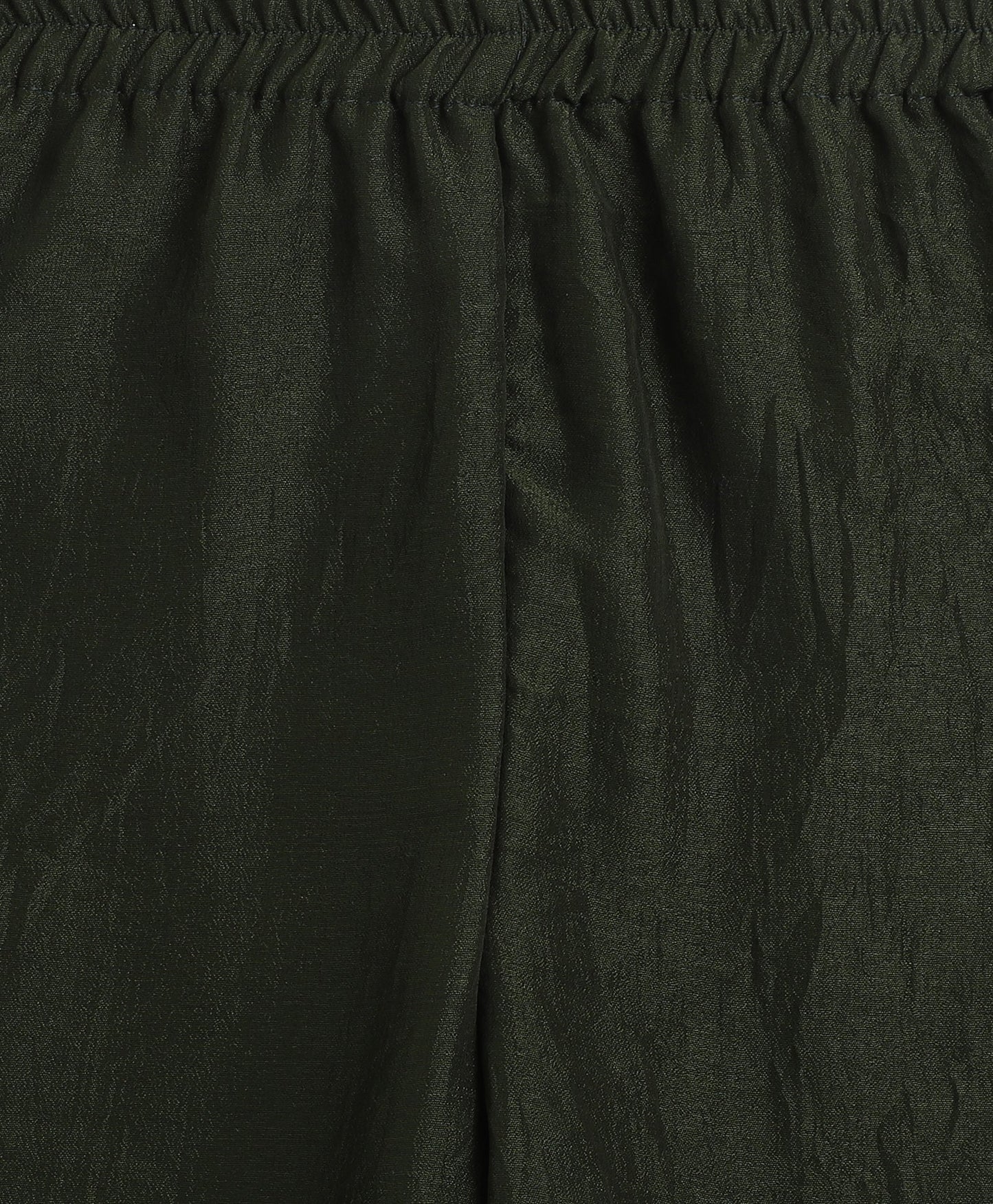 Jacquard Woven Sleeveless Waist Coat Top with Palazzo Set-Olive Green