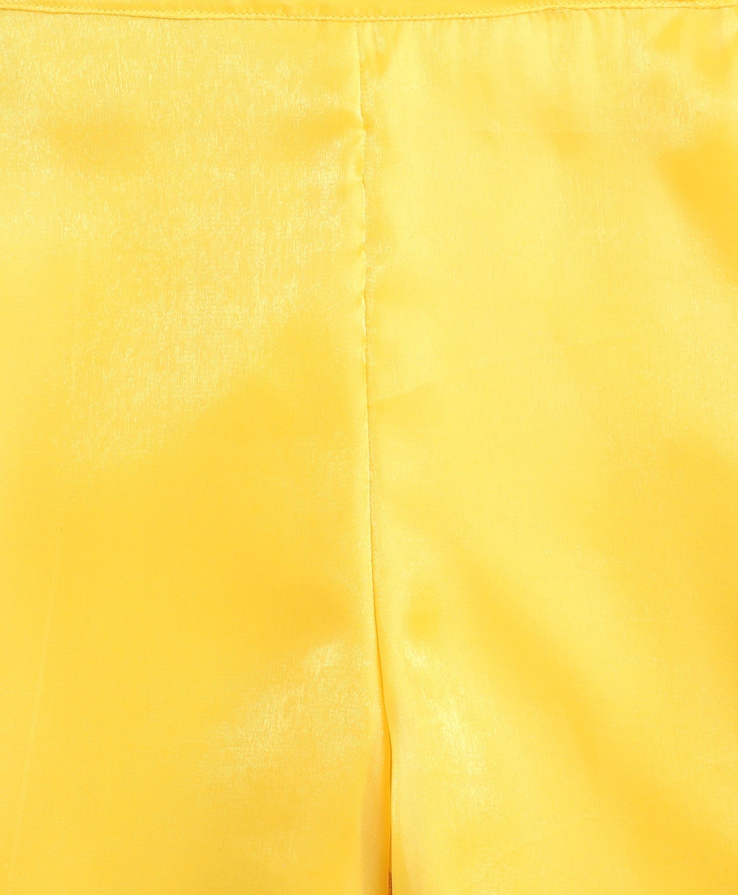 Woven Sleeveless Foil Printed With Gota Lace Embellished Top with Palazzo Set-Yellow