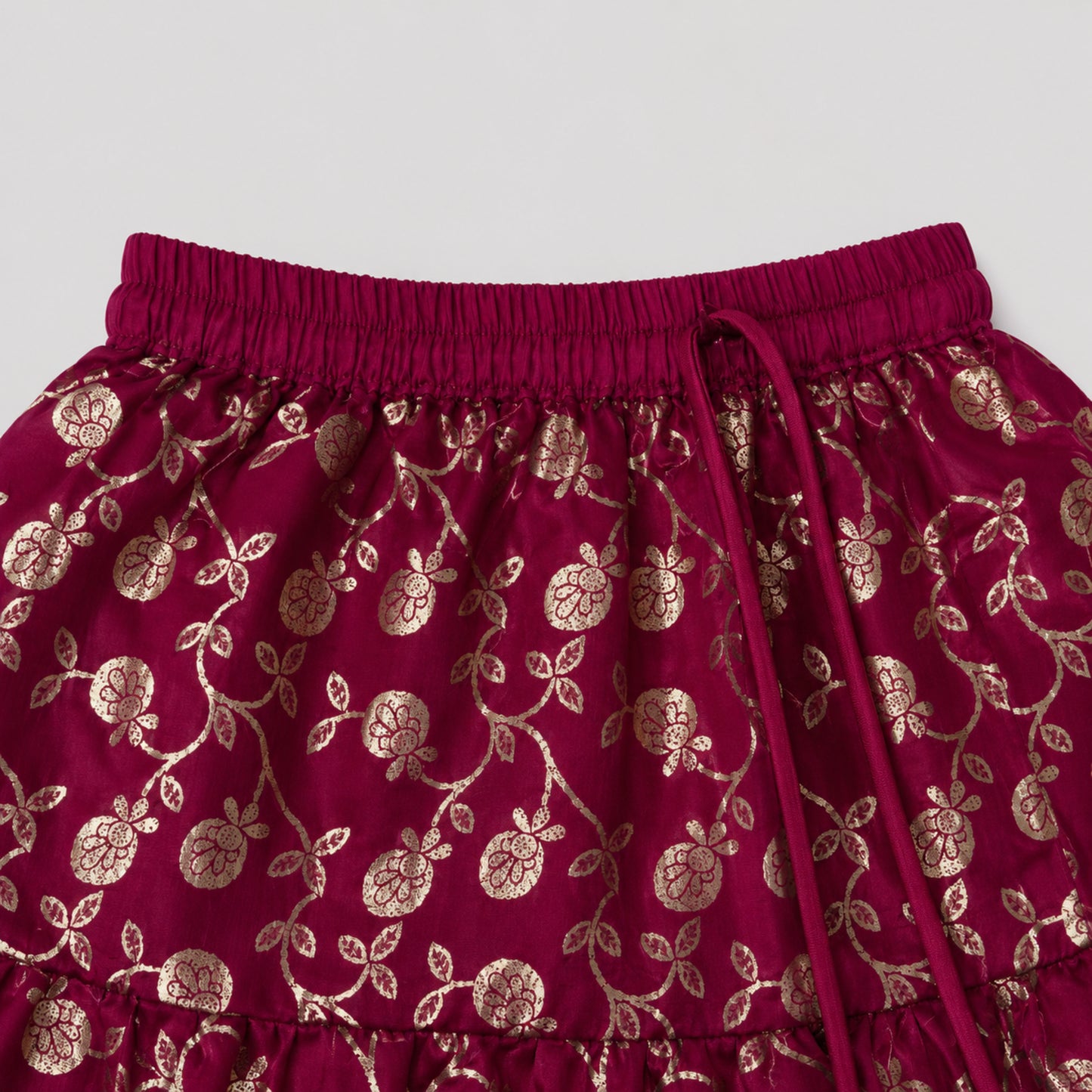 The Magic Wand Woven Strappy Buti Printed Laced Lehenga Choli Set - Fuchsia