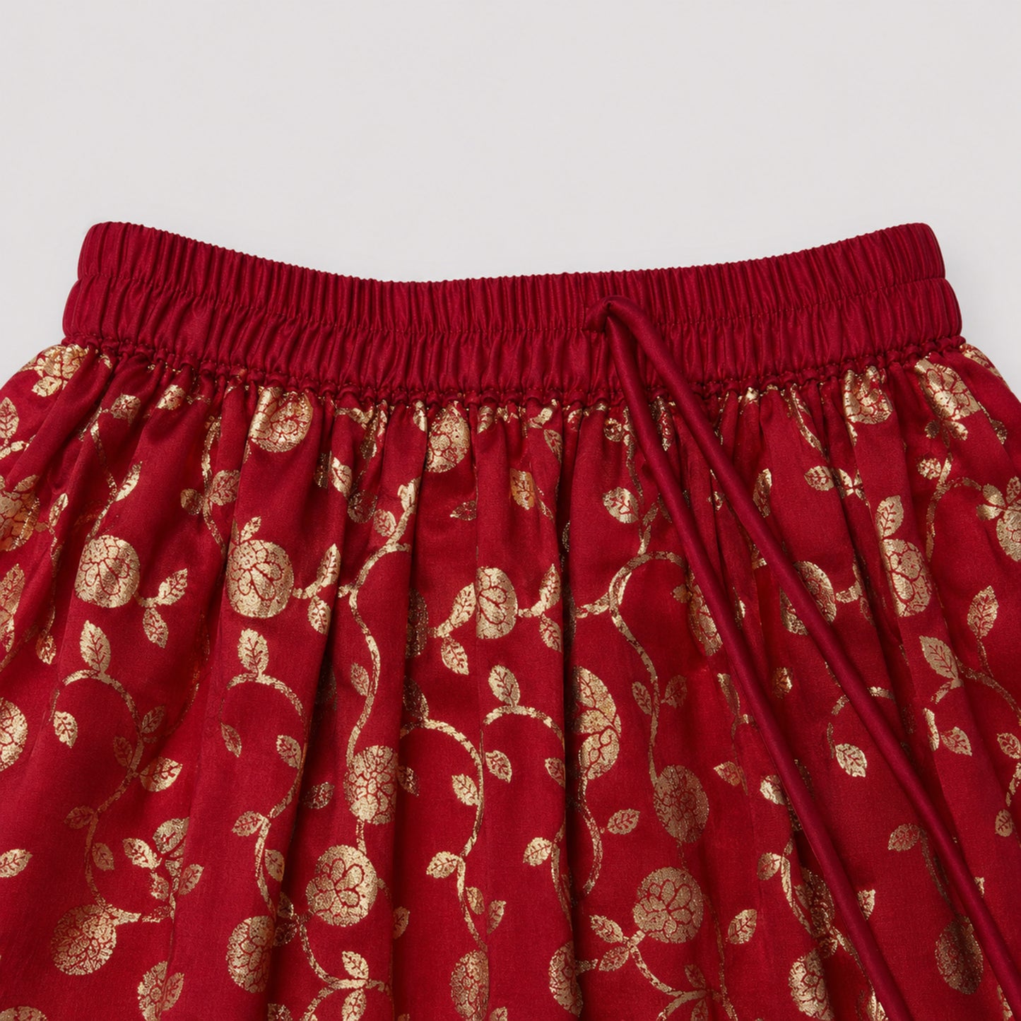 The Magic Wand Woven Strappy Buti Printed Laced Lehenga Choli Set - Red