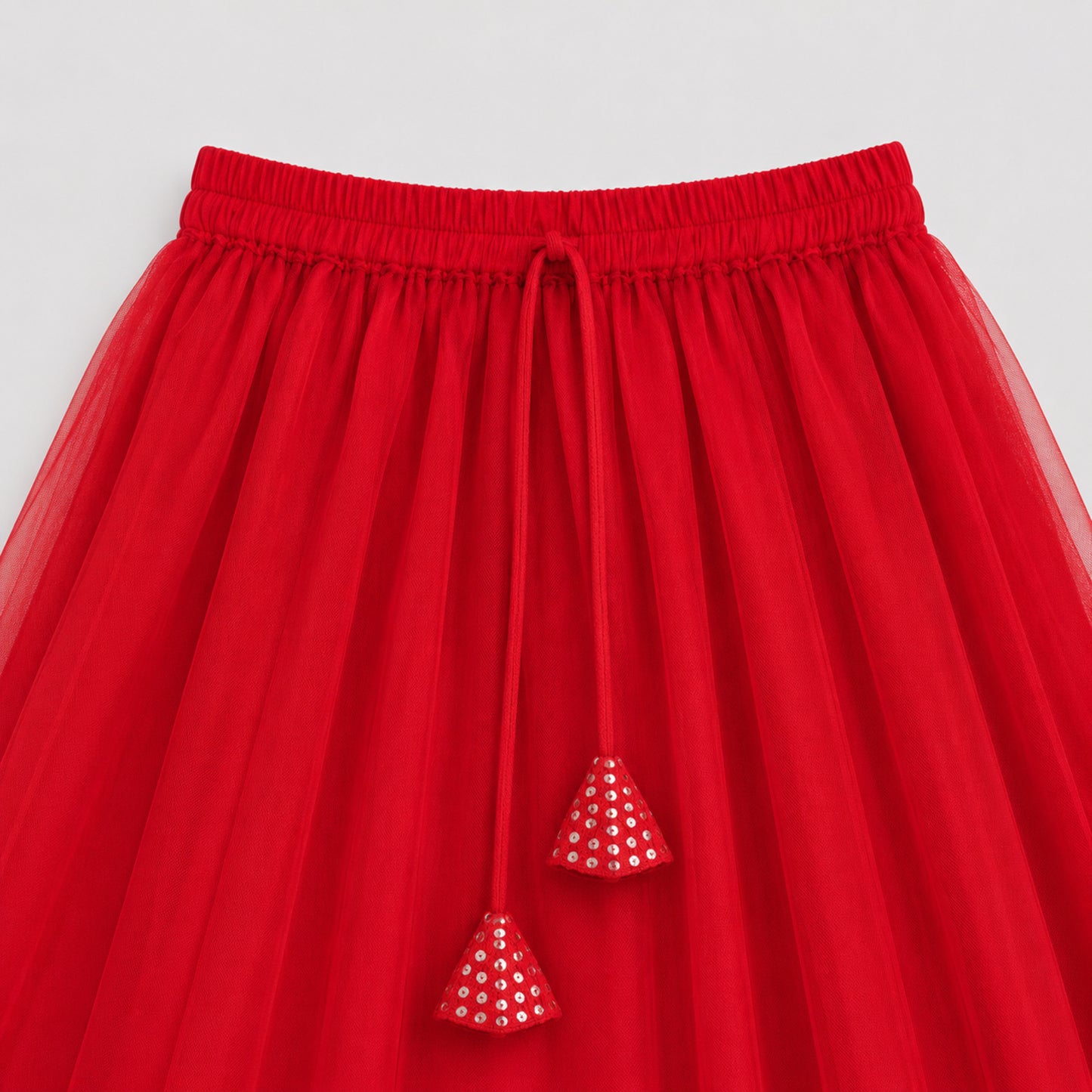 The Magic Wand One Shoulder Sequin Embroidered Top And Skirt Set - Red