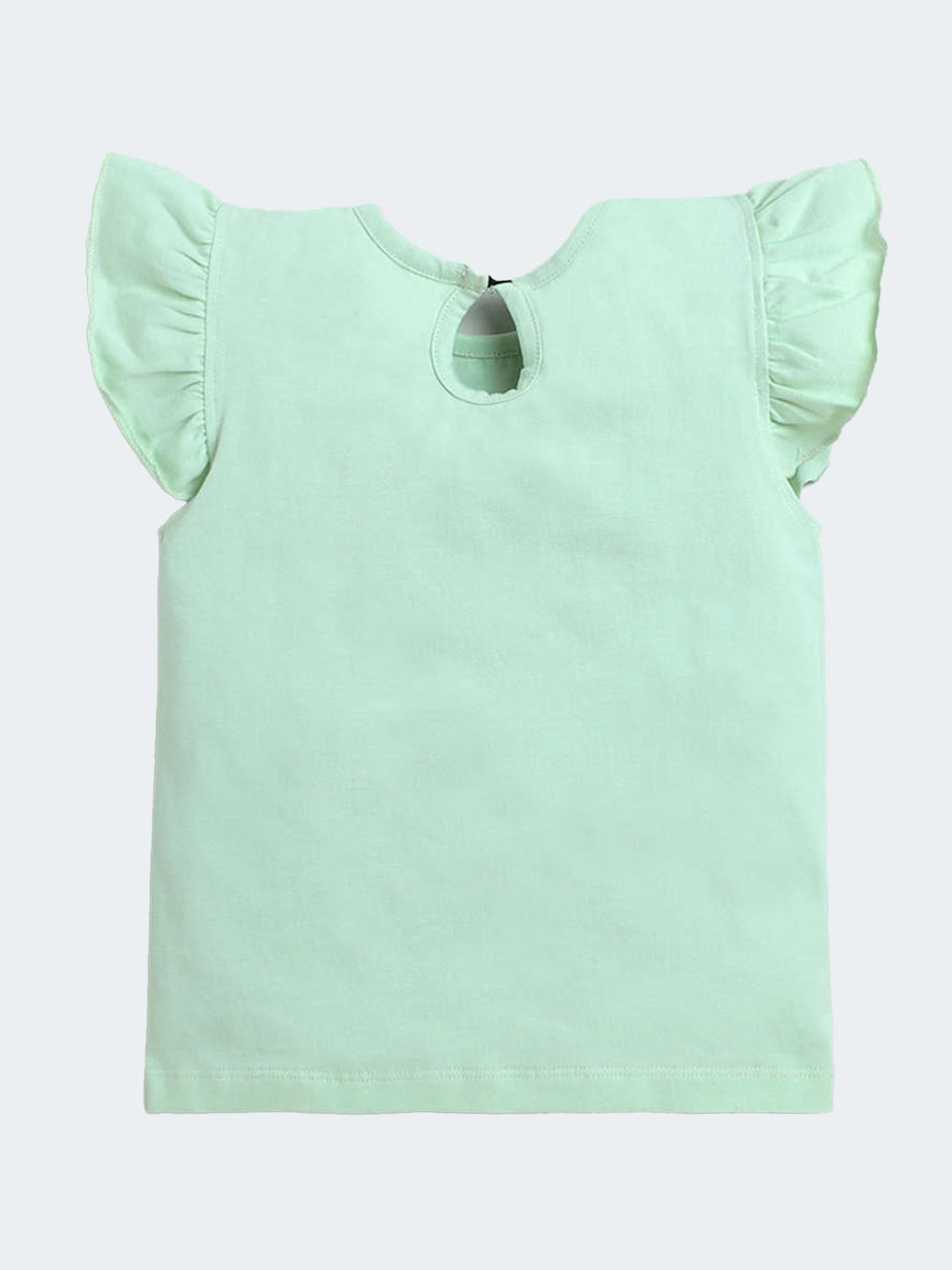 The Magic Wand Cap Frill Sleeves Solid Top With Striped Pants Blue