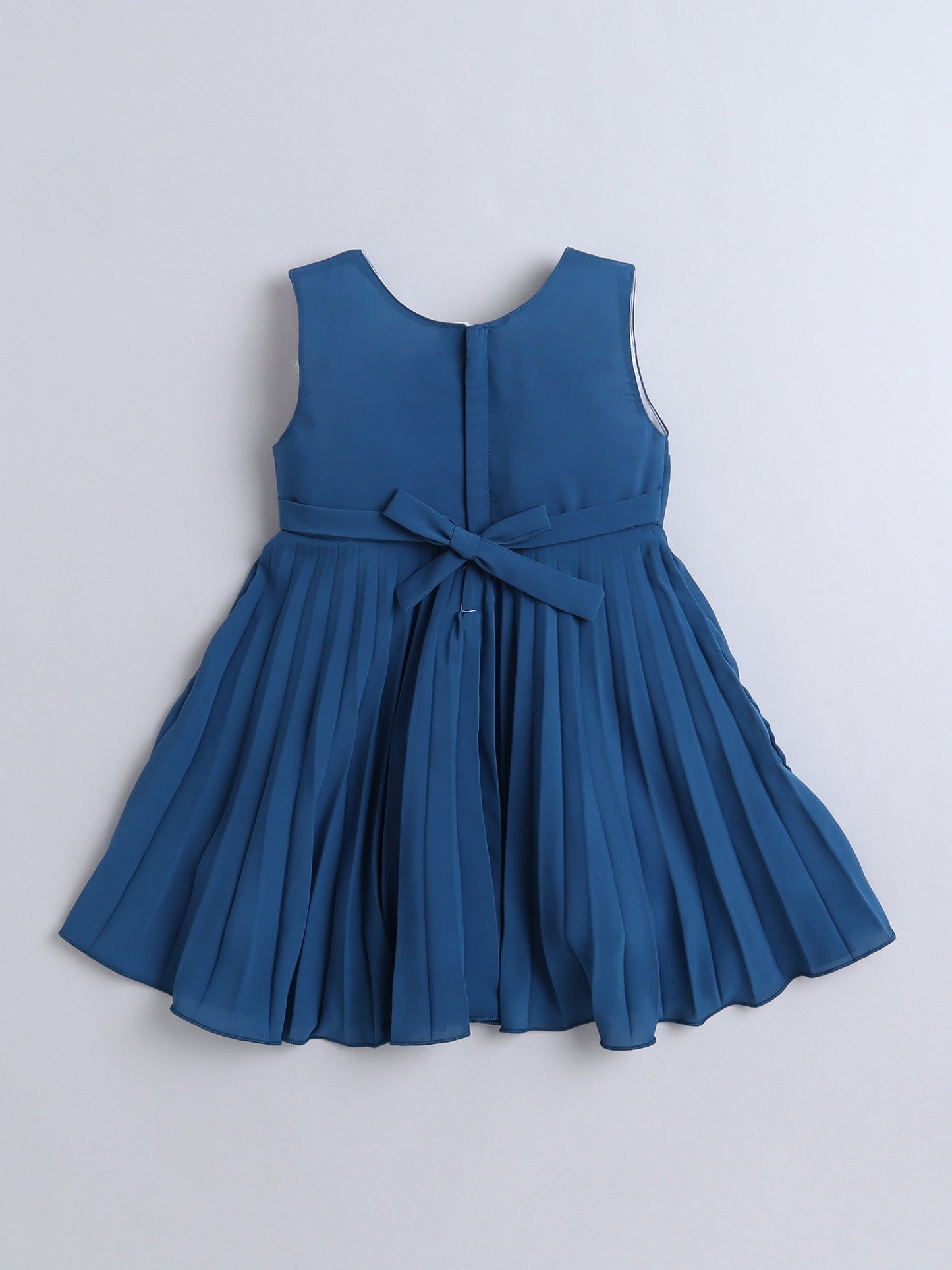 The Magic Wand Sleeveless Solid Dress With Printed 3/4th Sleeves Jacket - Teal