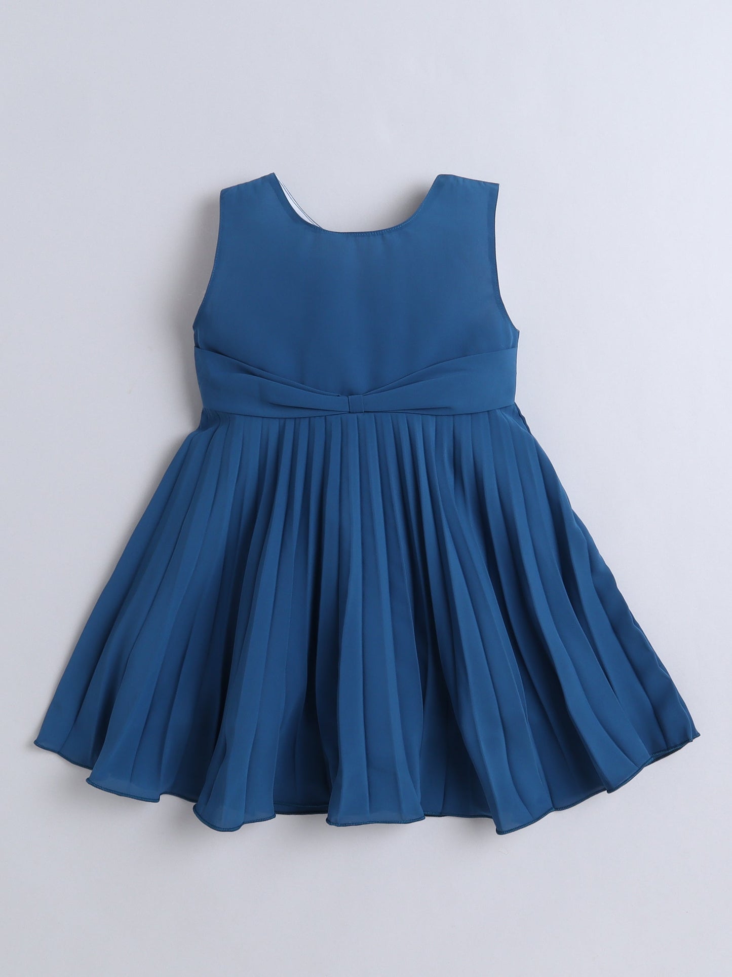 The Magic Wand Sleeveless Solid Dress With Printed 3/4th Sleeves Jacket - Teal