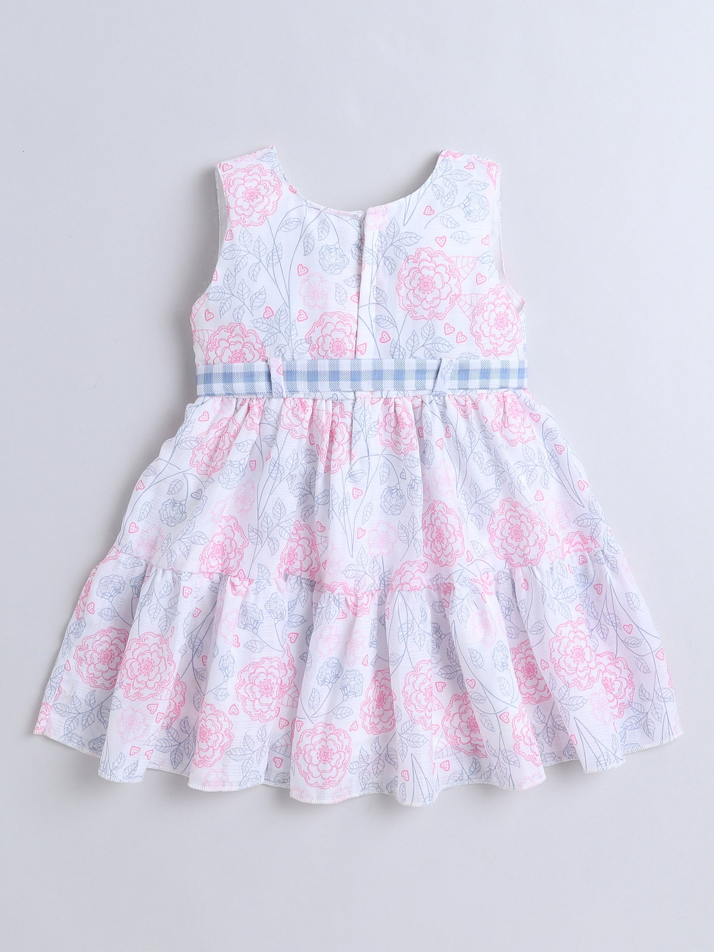 Floral Printed Dress With Half Sleeves Jacket - Pink