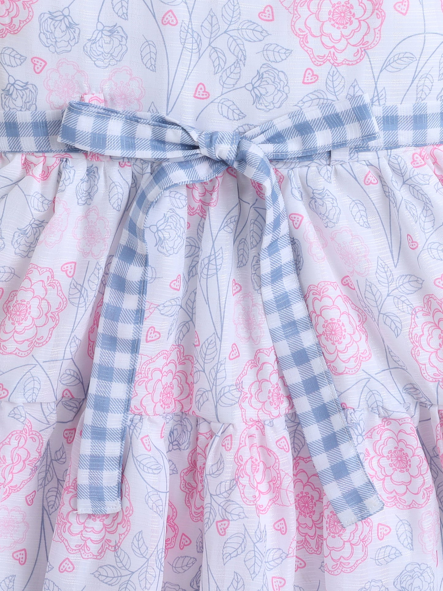Floral Printed Dress With Half Sleeves Jacket - Pink