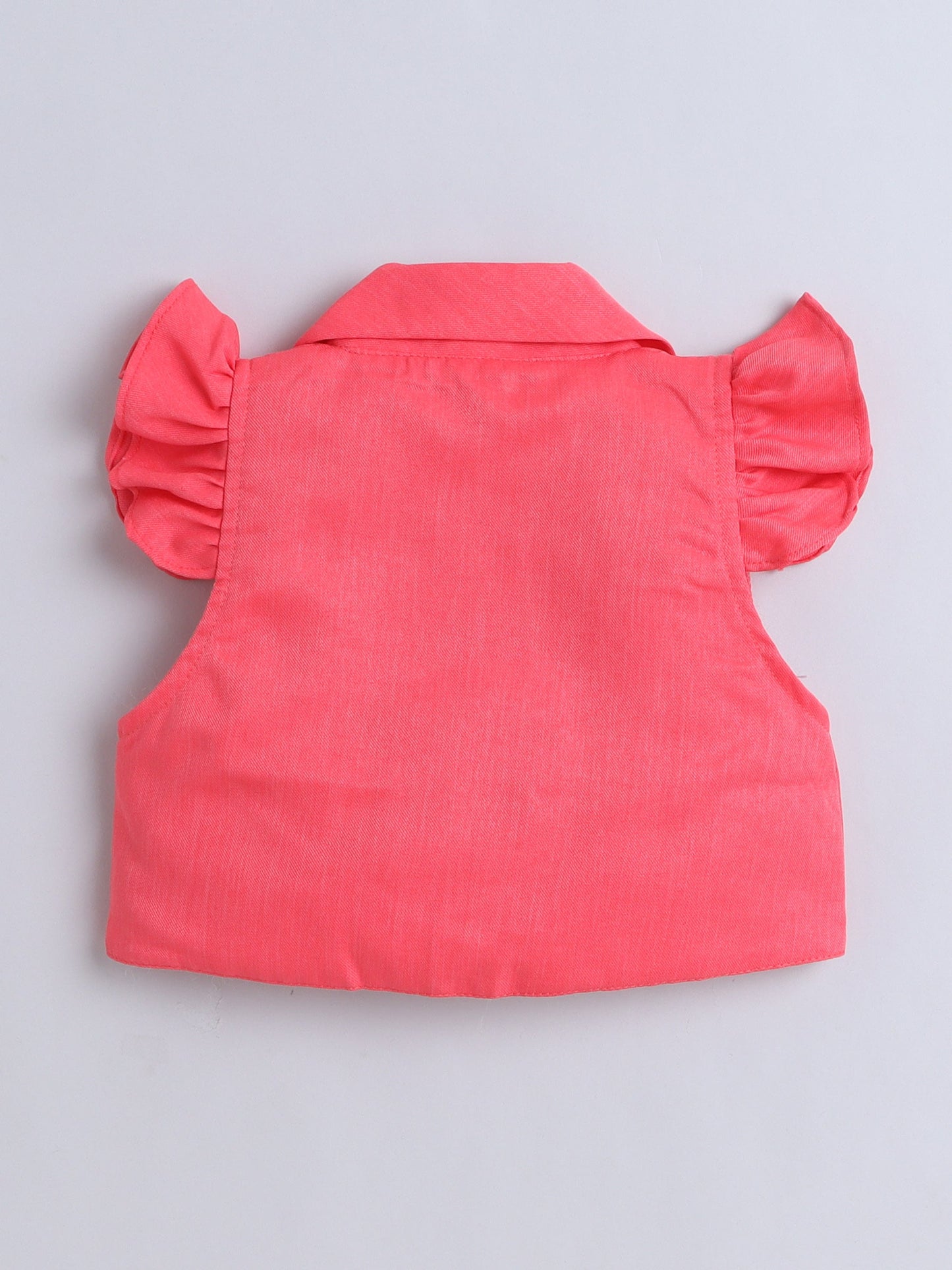 Full Bell Sleeves Leaves Printed Dress With Jacket - Coral