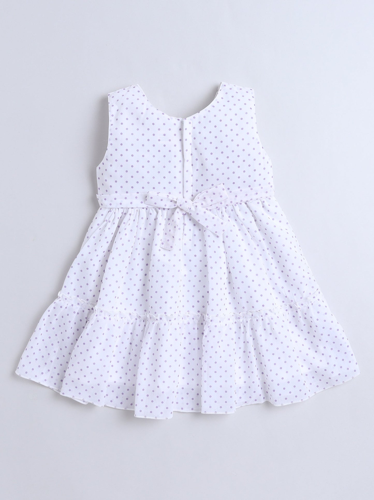 Polka Dots Printed Dress With Full Sleeves Jacket - Purple