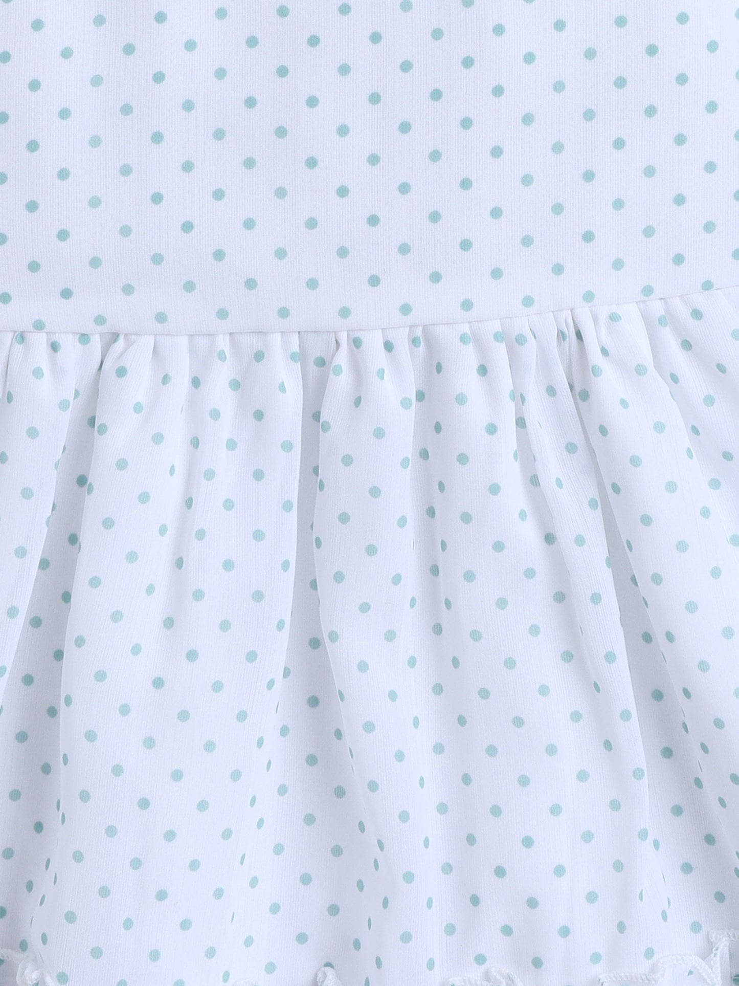 Polka Dots Printed Dress With Full Sleeves Jacket - Mint