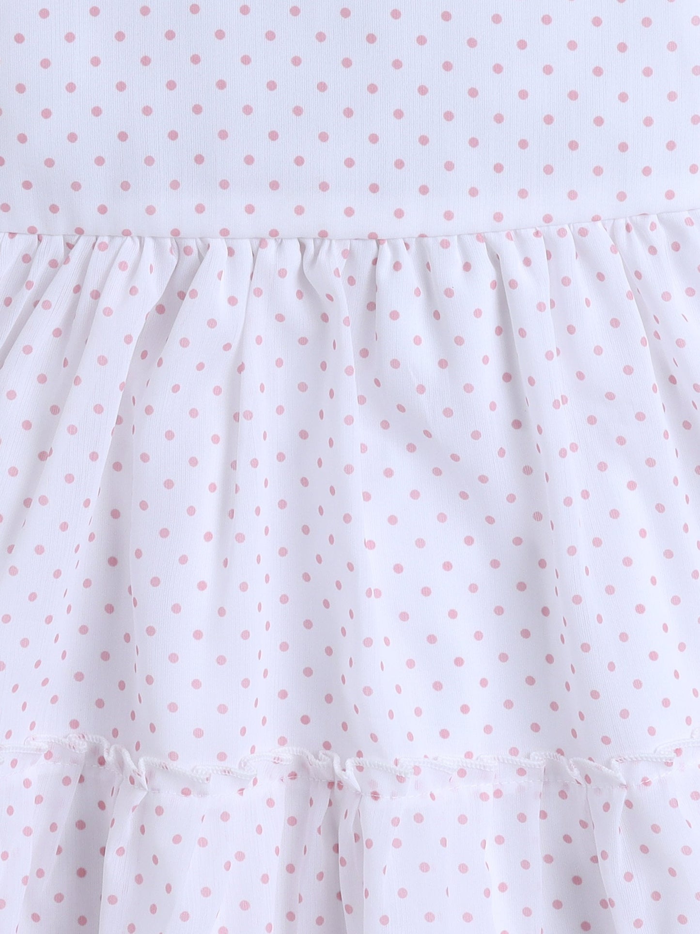 Polka Dots Printed Dress With Full Sleeves Jacket - Pink