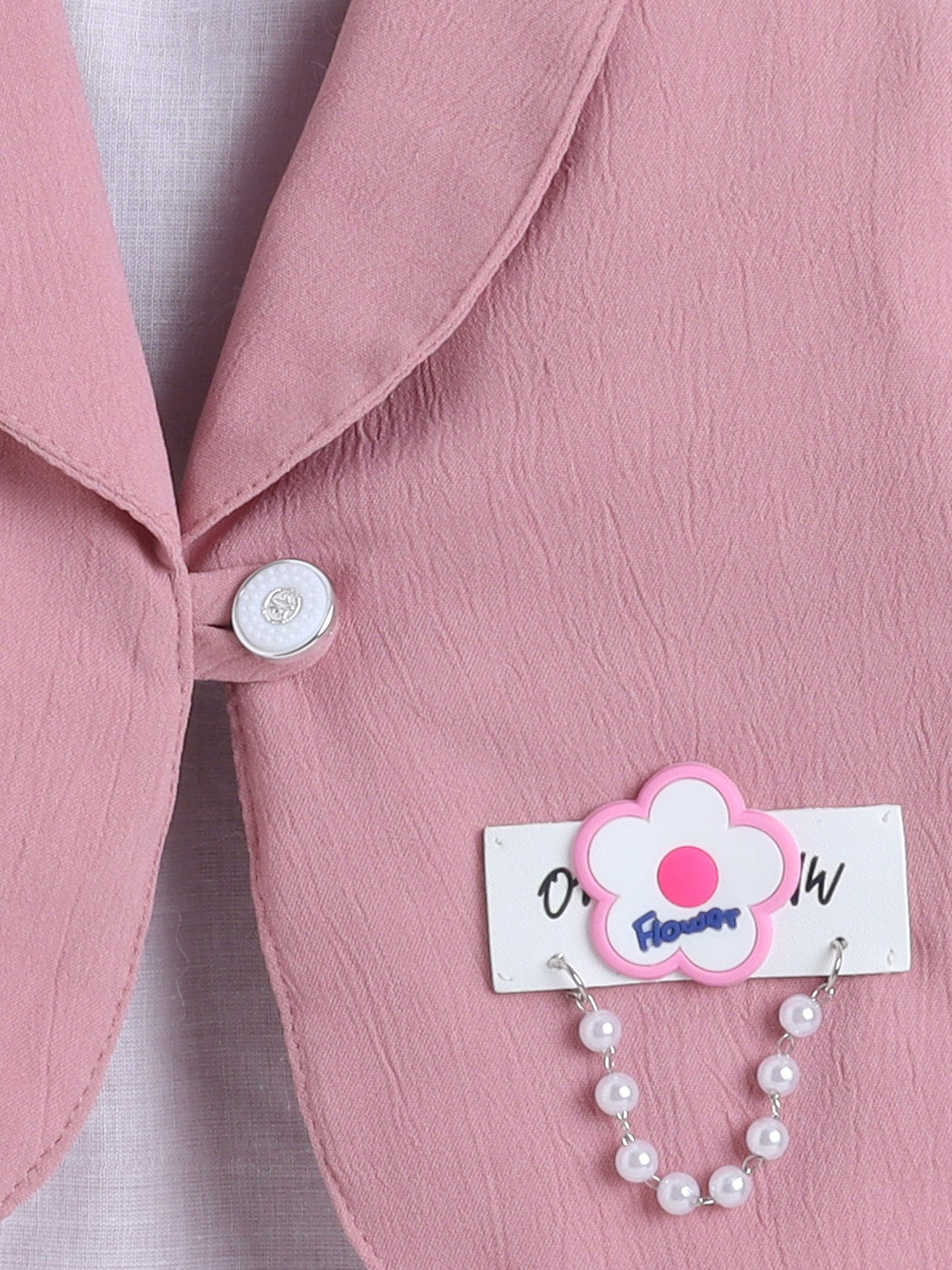 Polka Dots Printed Dress With Full Sleeves Jacket - Pink