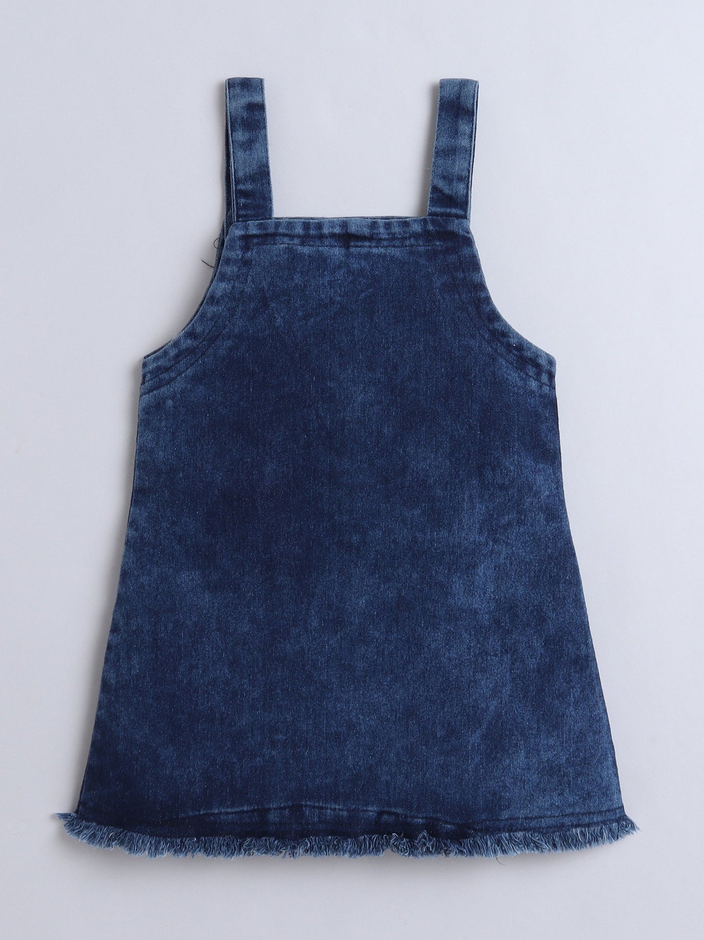 The Magic Wand Girls Print Dungaree With T-Shirt and Bag - Blue