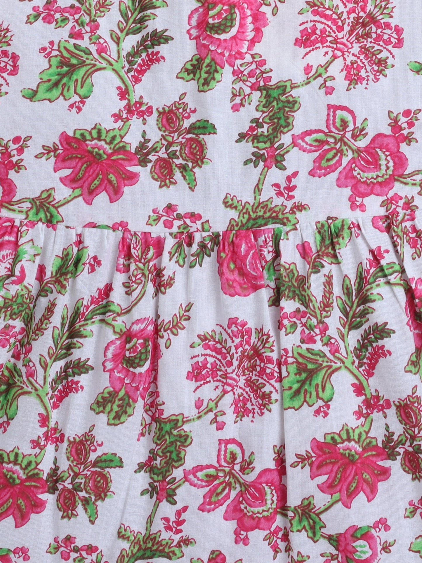 Cotton Sleeveless Floral Printed Dress - Pink