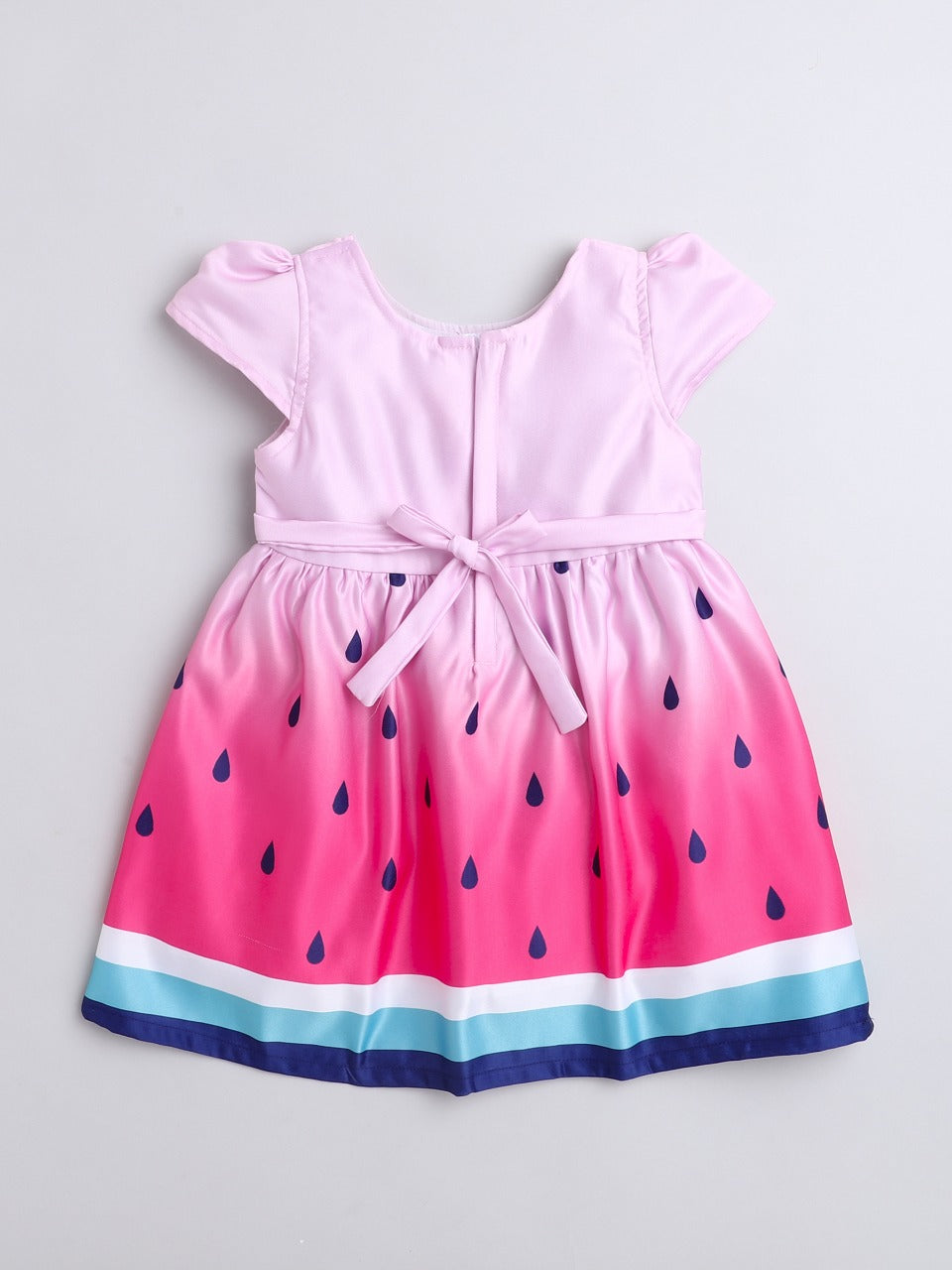 Water Melon Digital Printed Dress For Girls-Fuschia