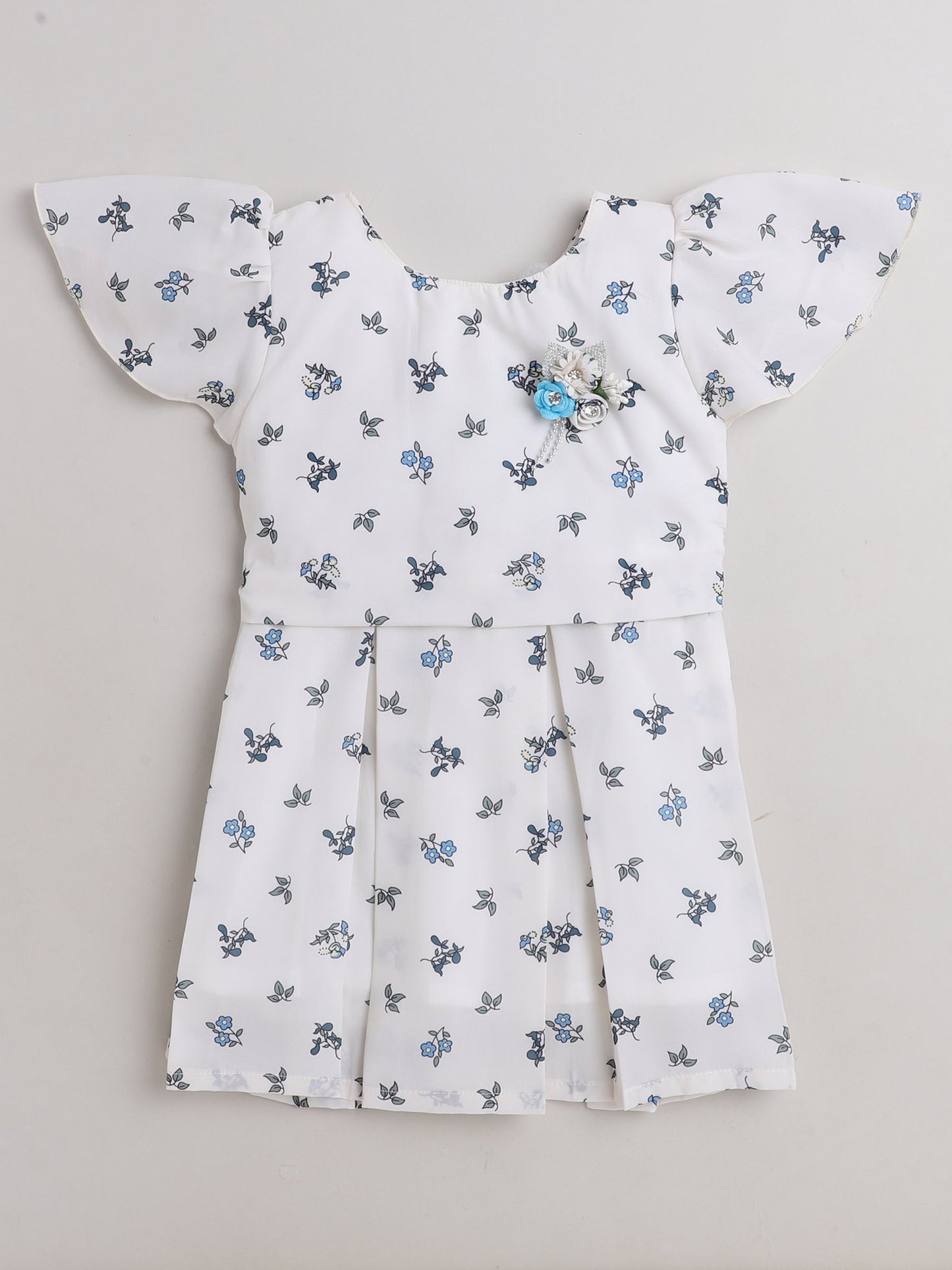 The Magic Wand Cap Sleeves Floral Printed Dress White