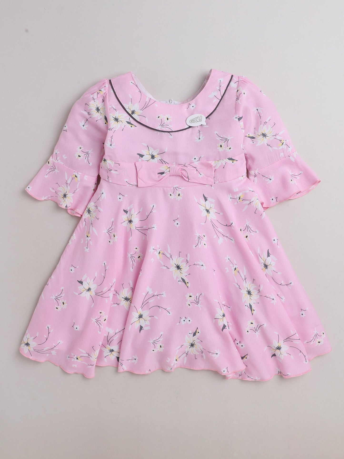 The Magic Wand All Over Printed 3/4th Sleeves Fit & Flare Dress Pink