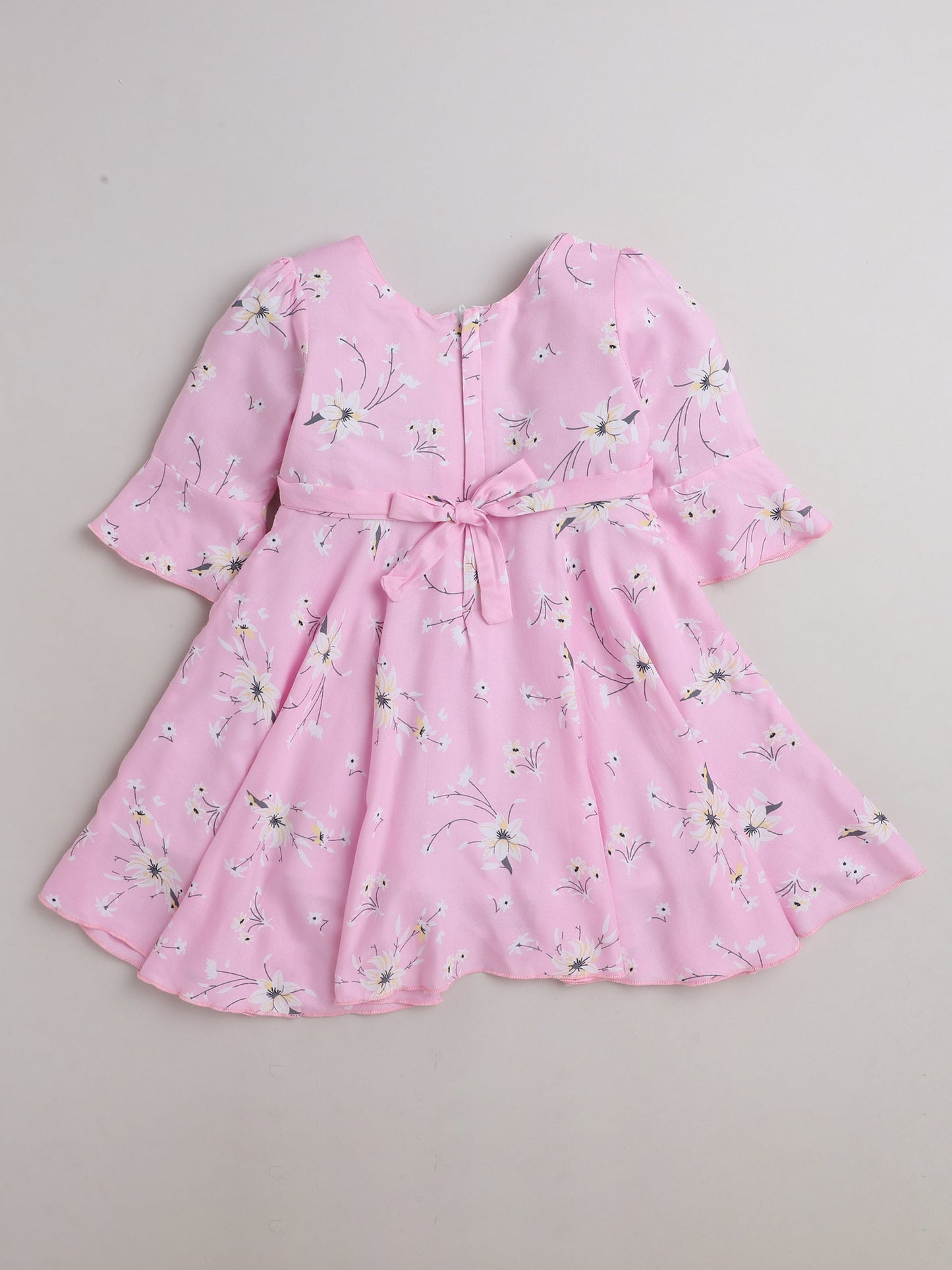 The Magic Wand All Over Printed 3/4th Sleeves Fit & Flare Dress Pink