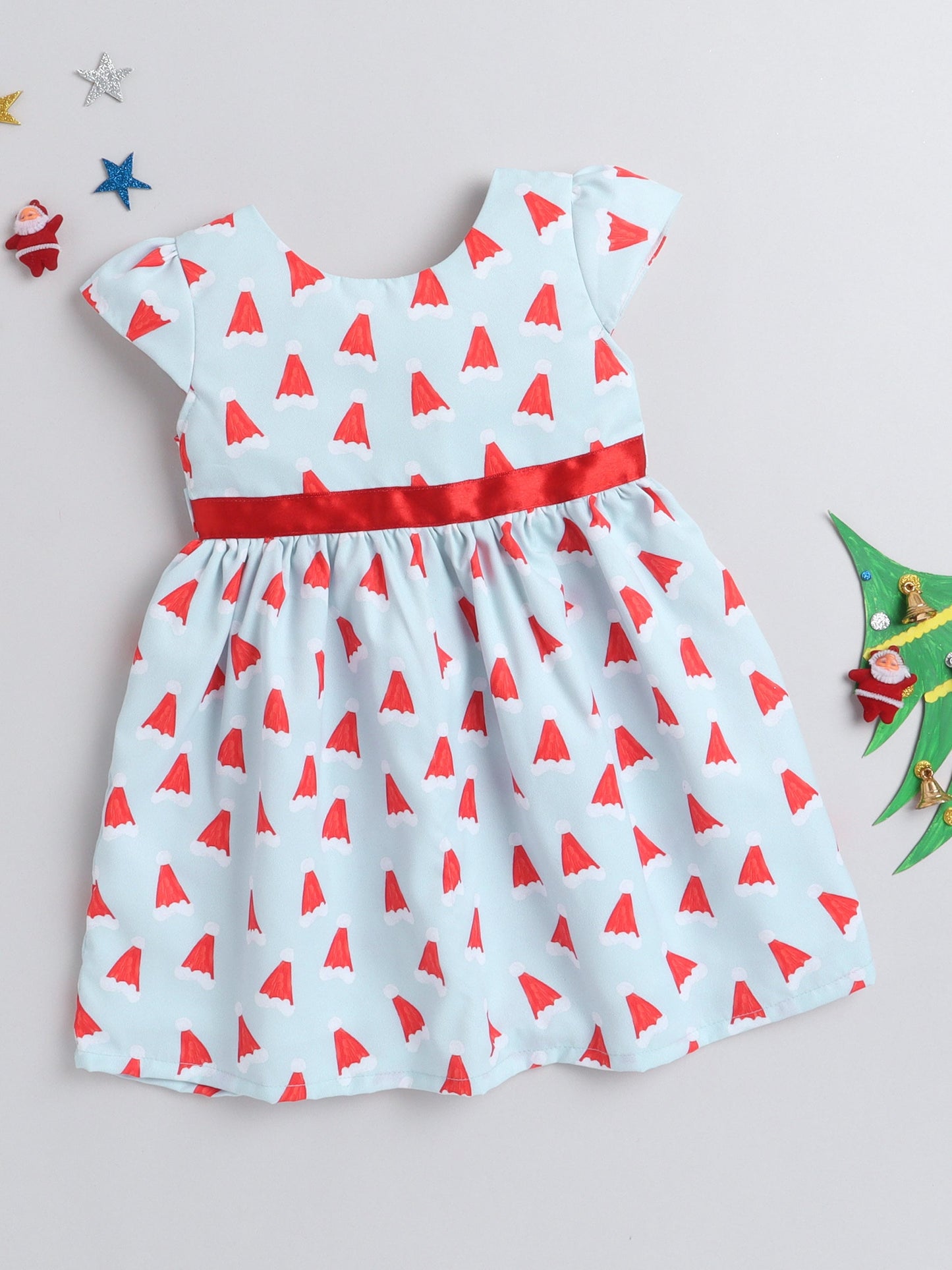 The Magic Wand All Over Printed Half Sleeves Fit & Flare Dress - Red