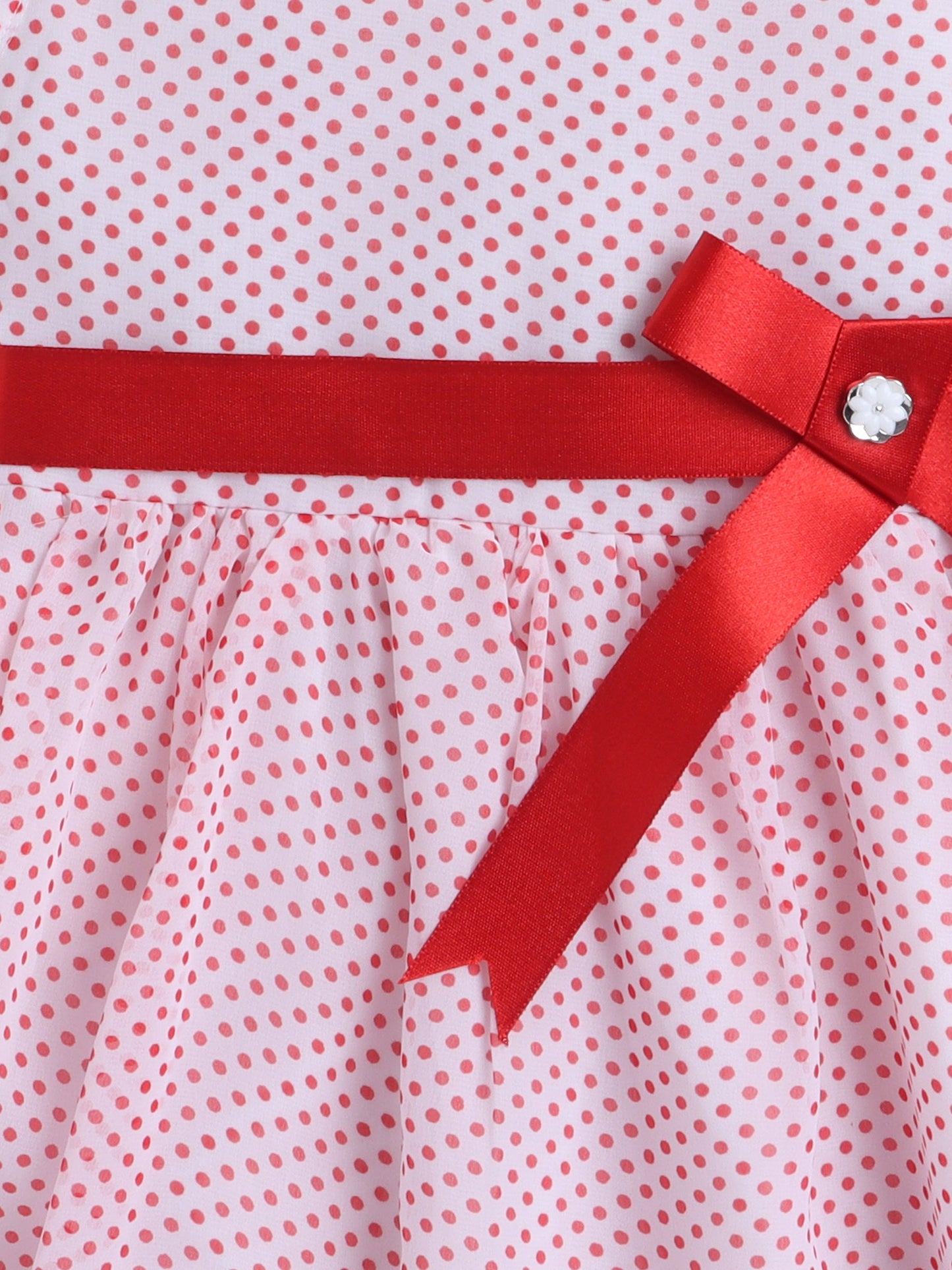 The Magic Wand Woven Sleeveless Printed Dress with Bow Ribbon- Pink