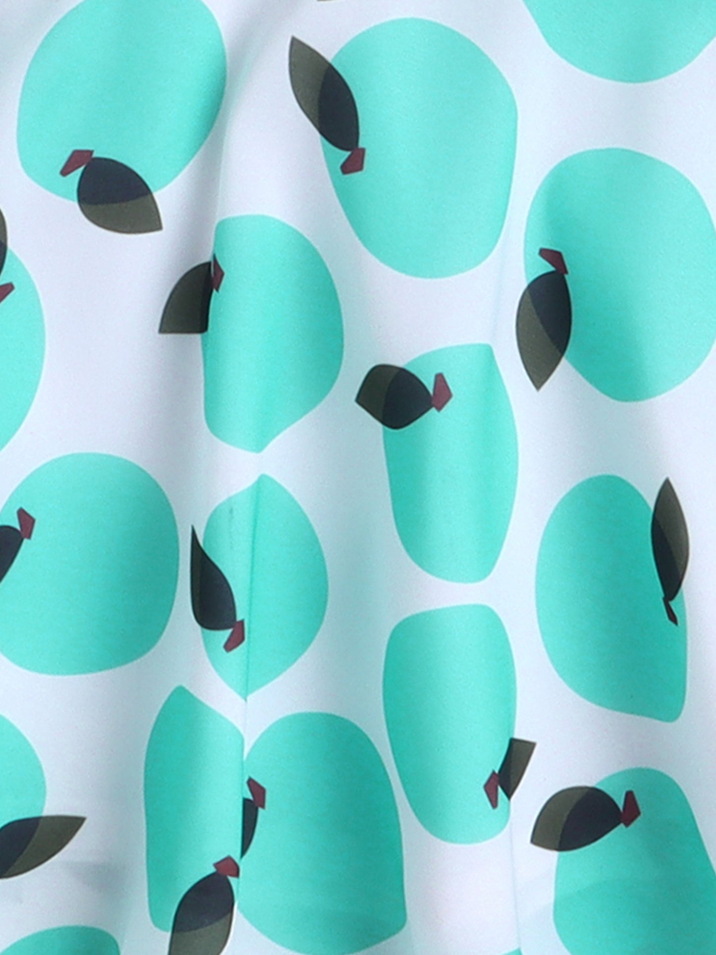 Fruit Printed Cap Sleeves Dress For Girls With Belt-Blue