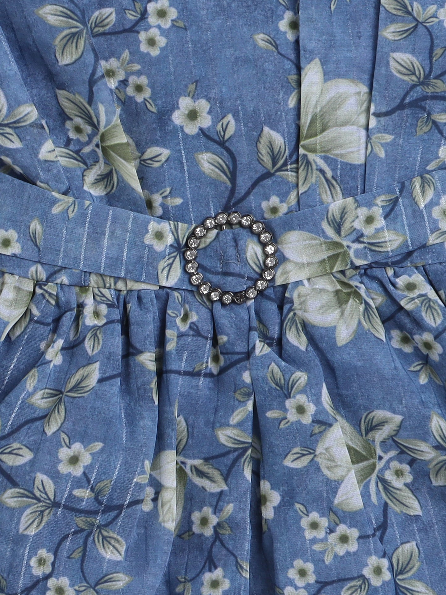 The Magic Wand Elbow Sleeves Floral Printed Casual Dress Blue