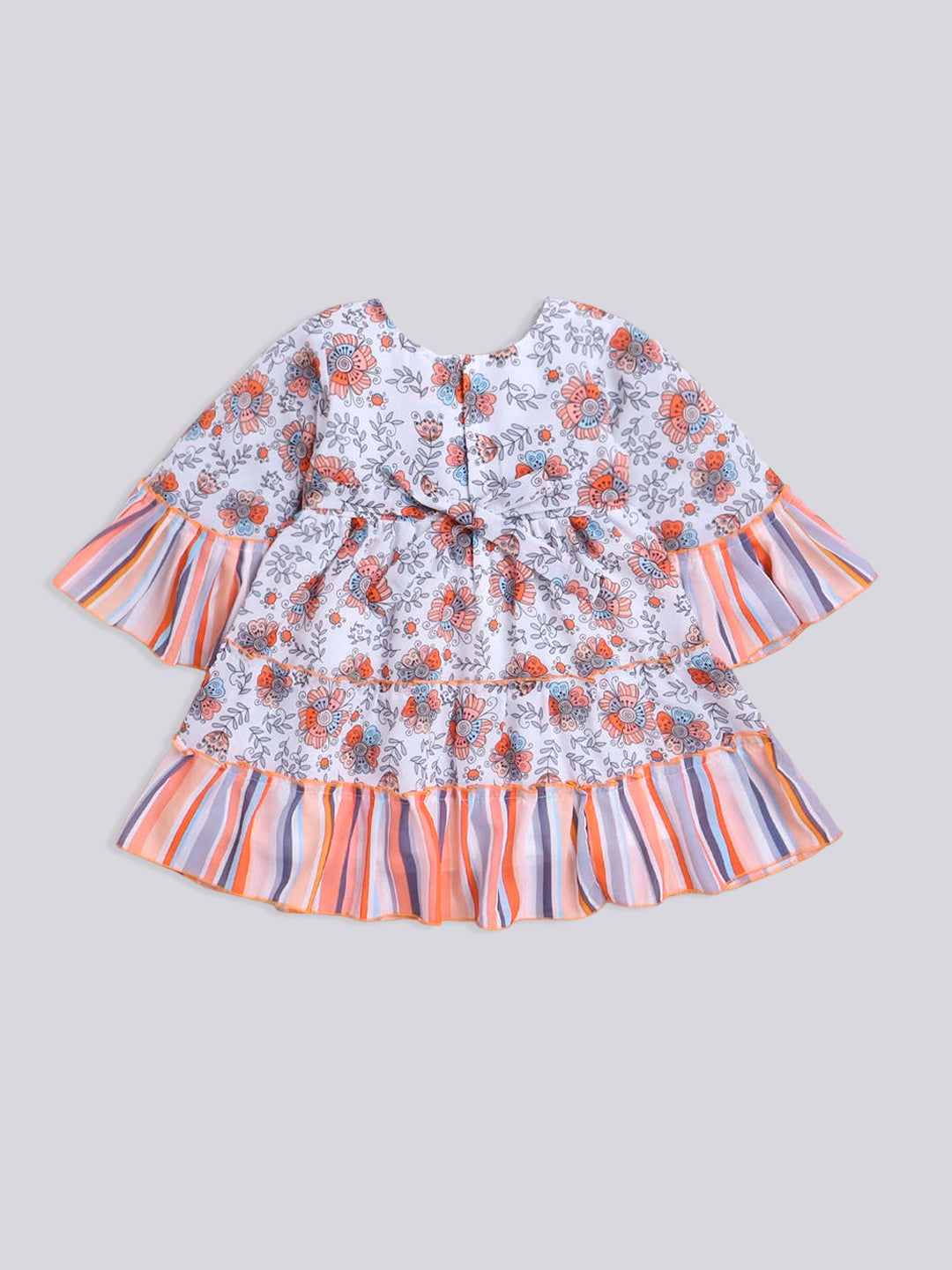Kimono Sleeves Floral Printed Casual Dress- Peach