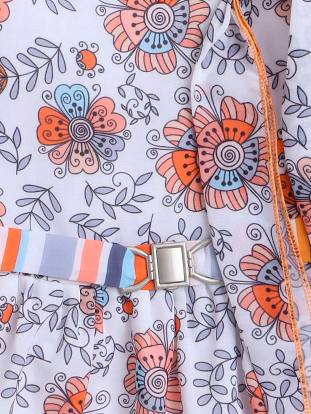 Kimono Sleeves Floral Printed Casual Dress- Peach