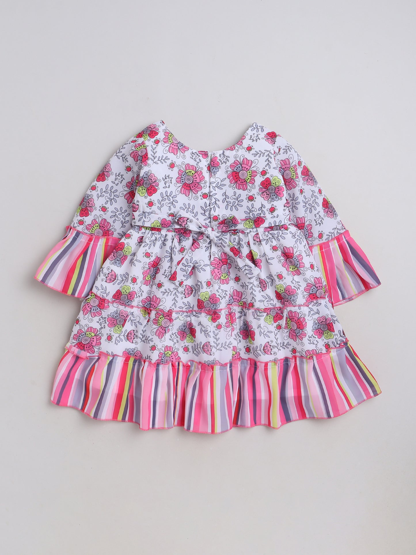Kimono Sleeves Floral Printed Casual Dress - Pink