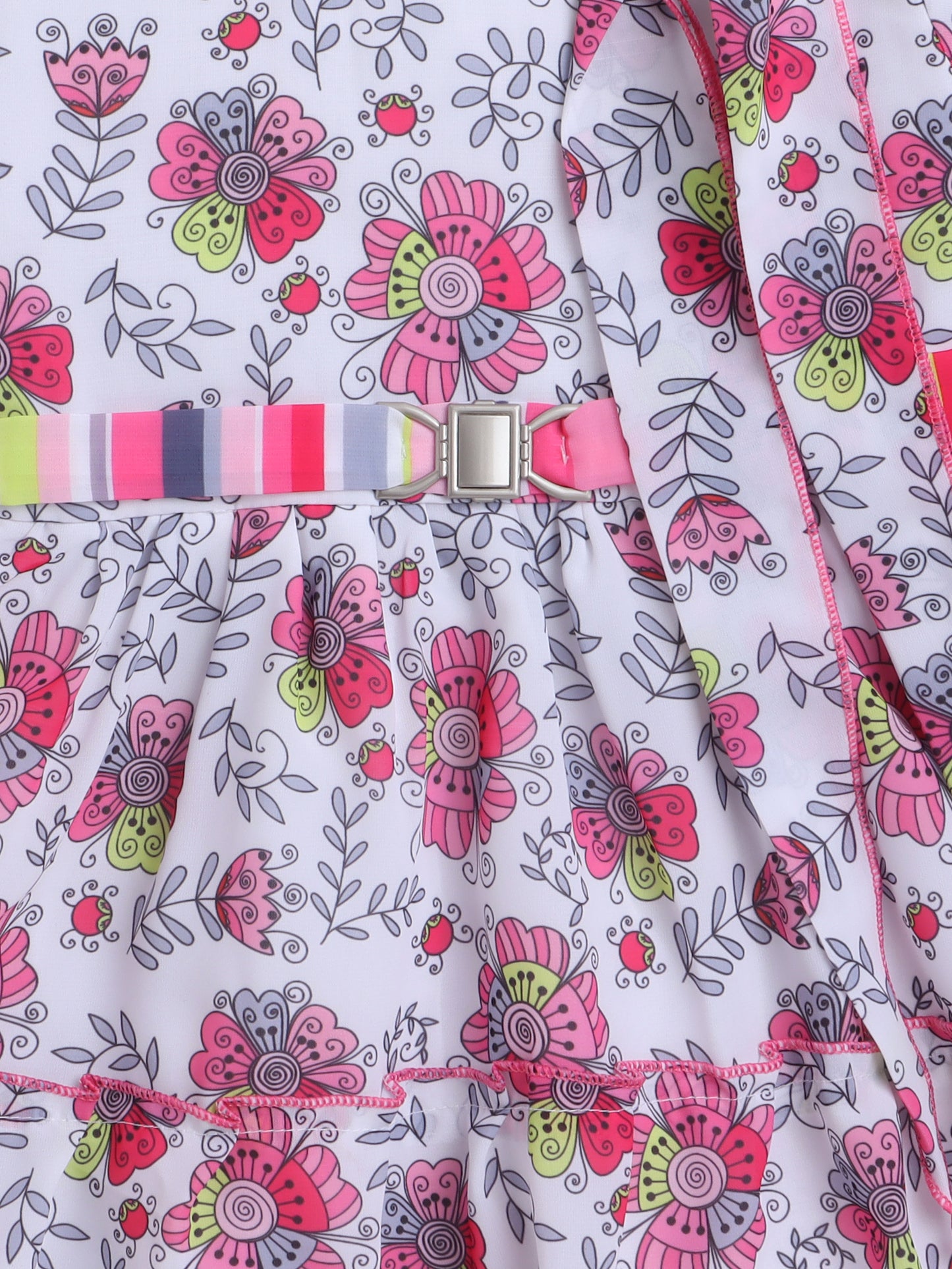 Kimono Sleeves Floral Printed Casual Dress - Pink