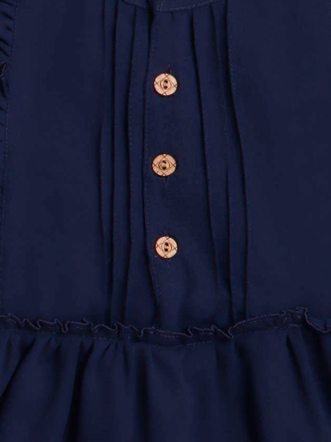 Full Sleeves Solid Printed Casual Dress- Navy Blue