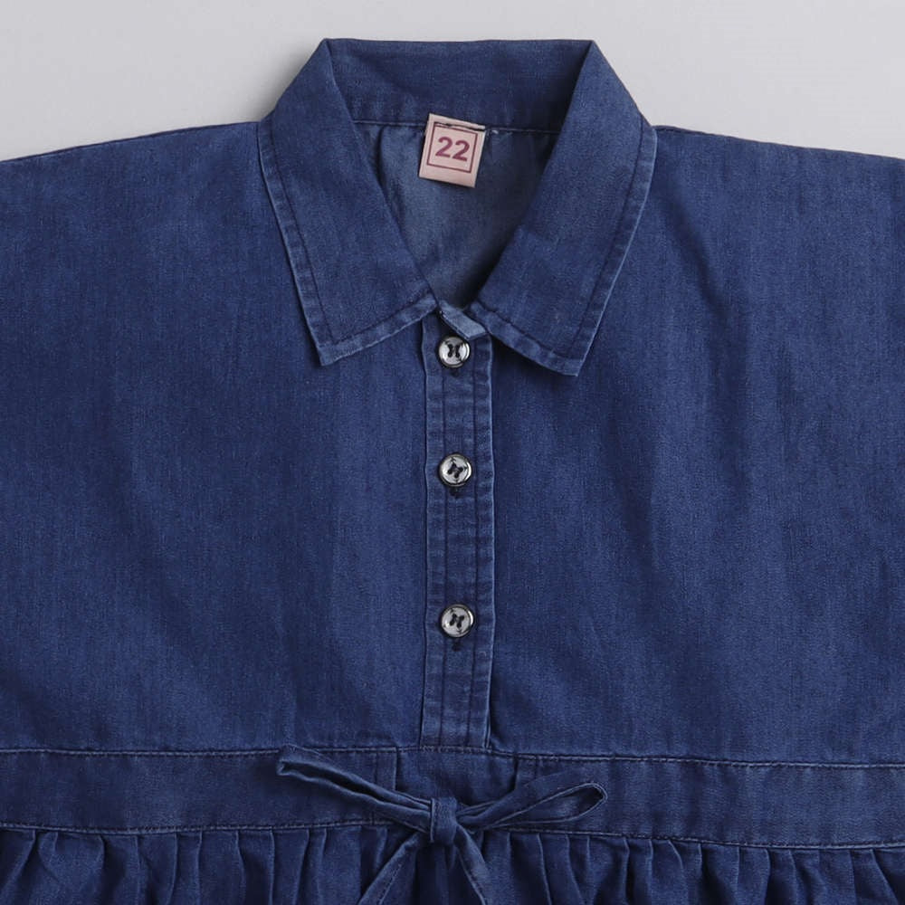 Cap Sleeves Solid Tiered Dress - Blue