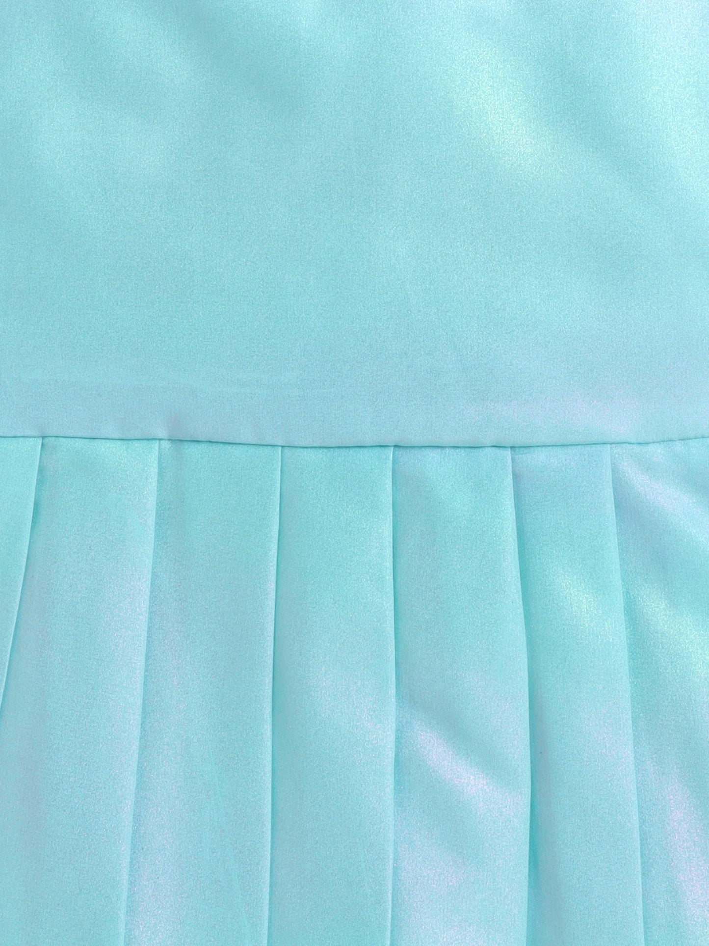 Sleeveless Solid Fit & Flare Dress With Full Sleeves Checks Printed Shrug With Applique For Girls-Aqua