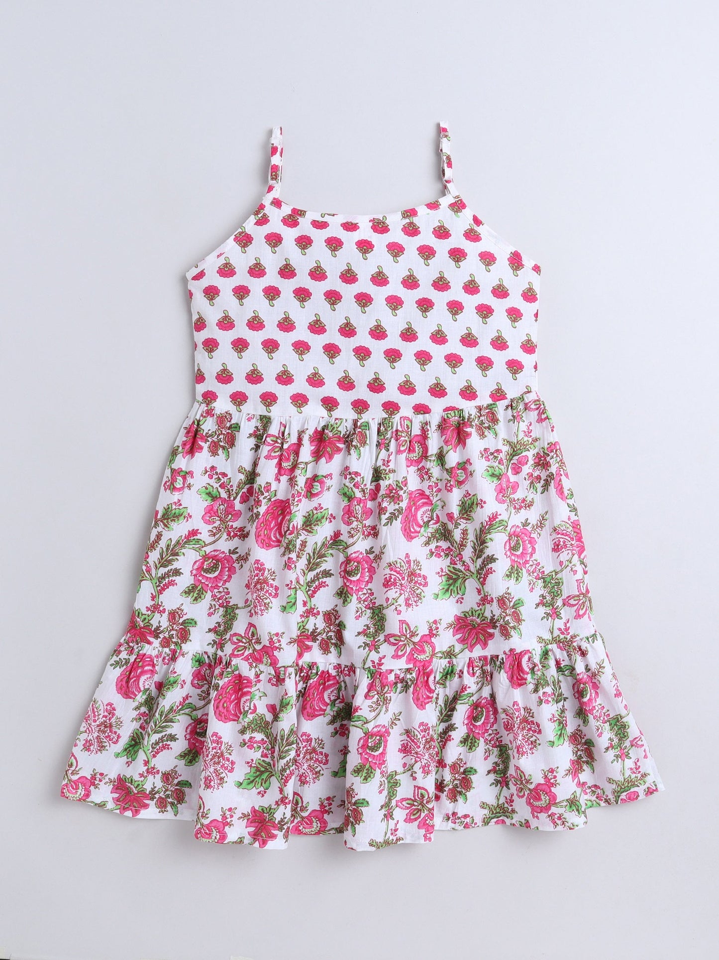 Sleeveless Floral Swirl Printed Dress - Pink