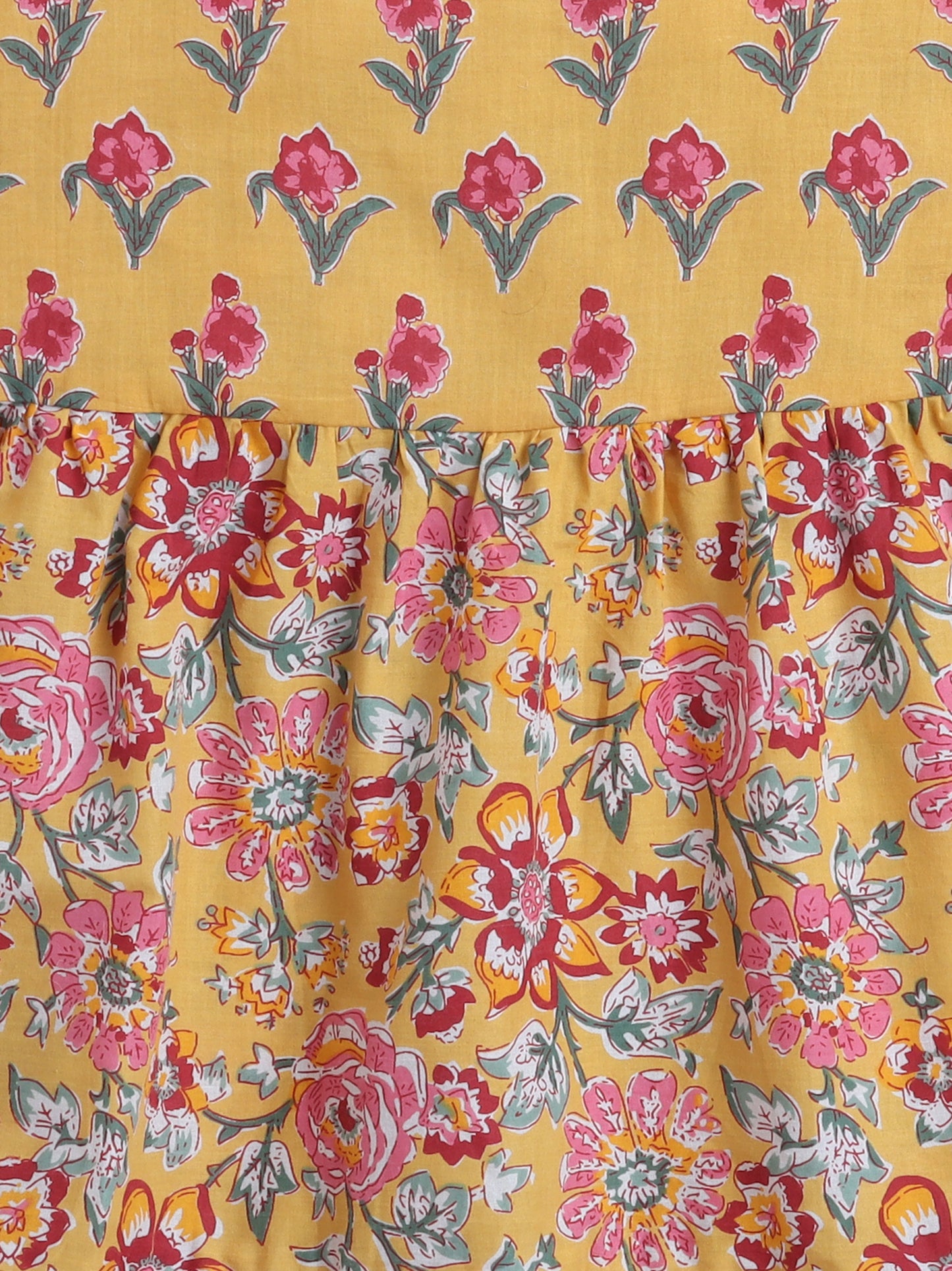 Sleeveless Floral Dresses- Yellow