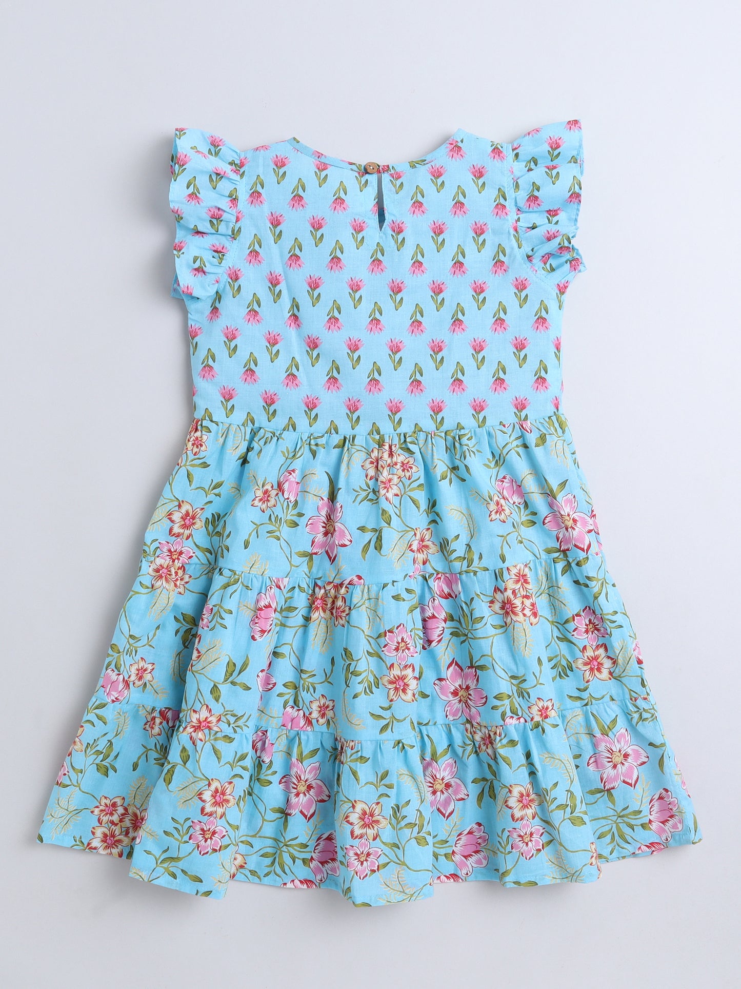 Sleeveless Floral Dress- Blue