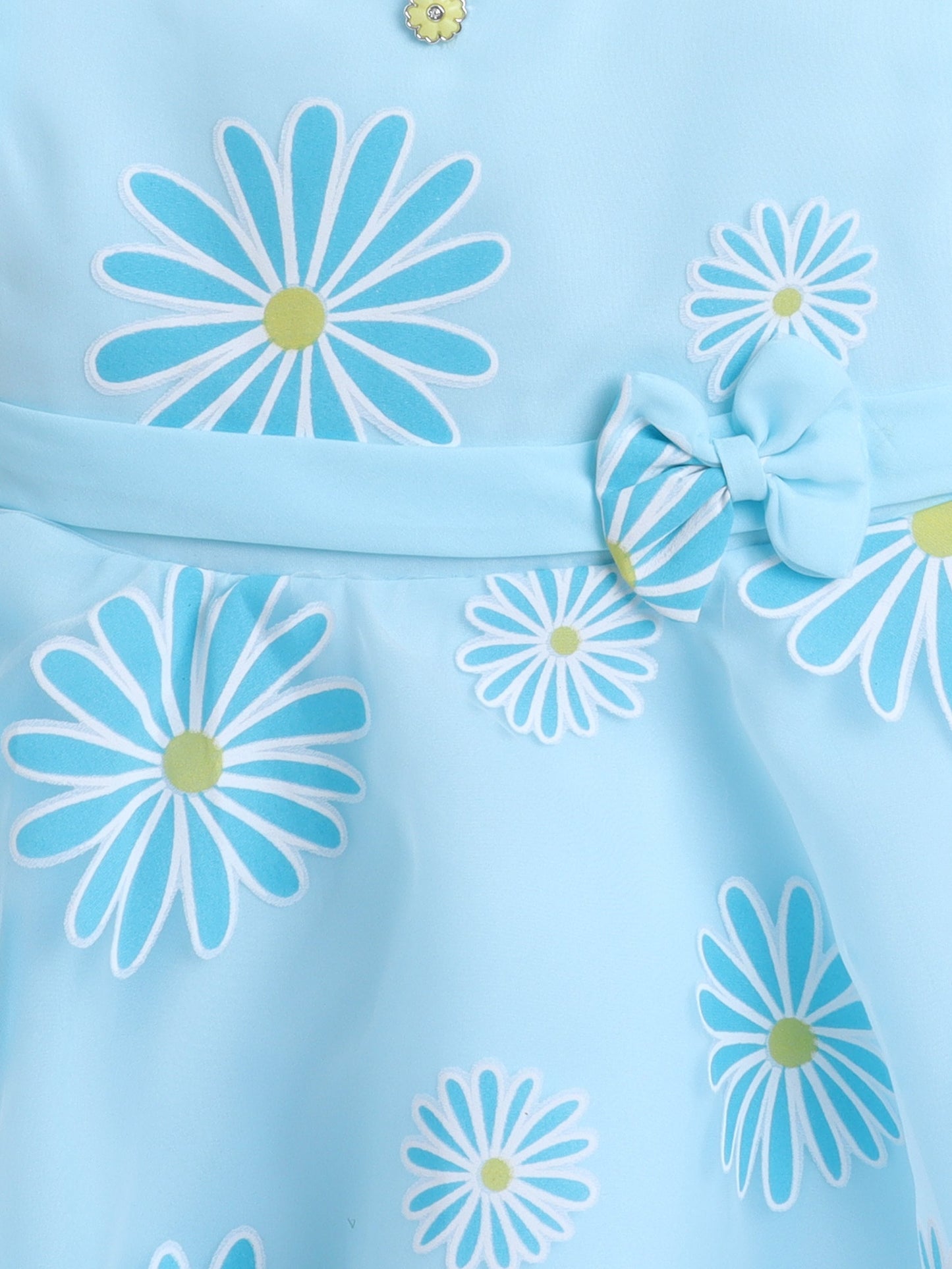 The Magic Wand Sleeveless Floral Printed Bow Detail Dress - Blue