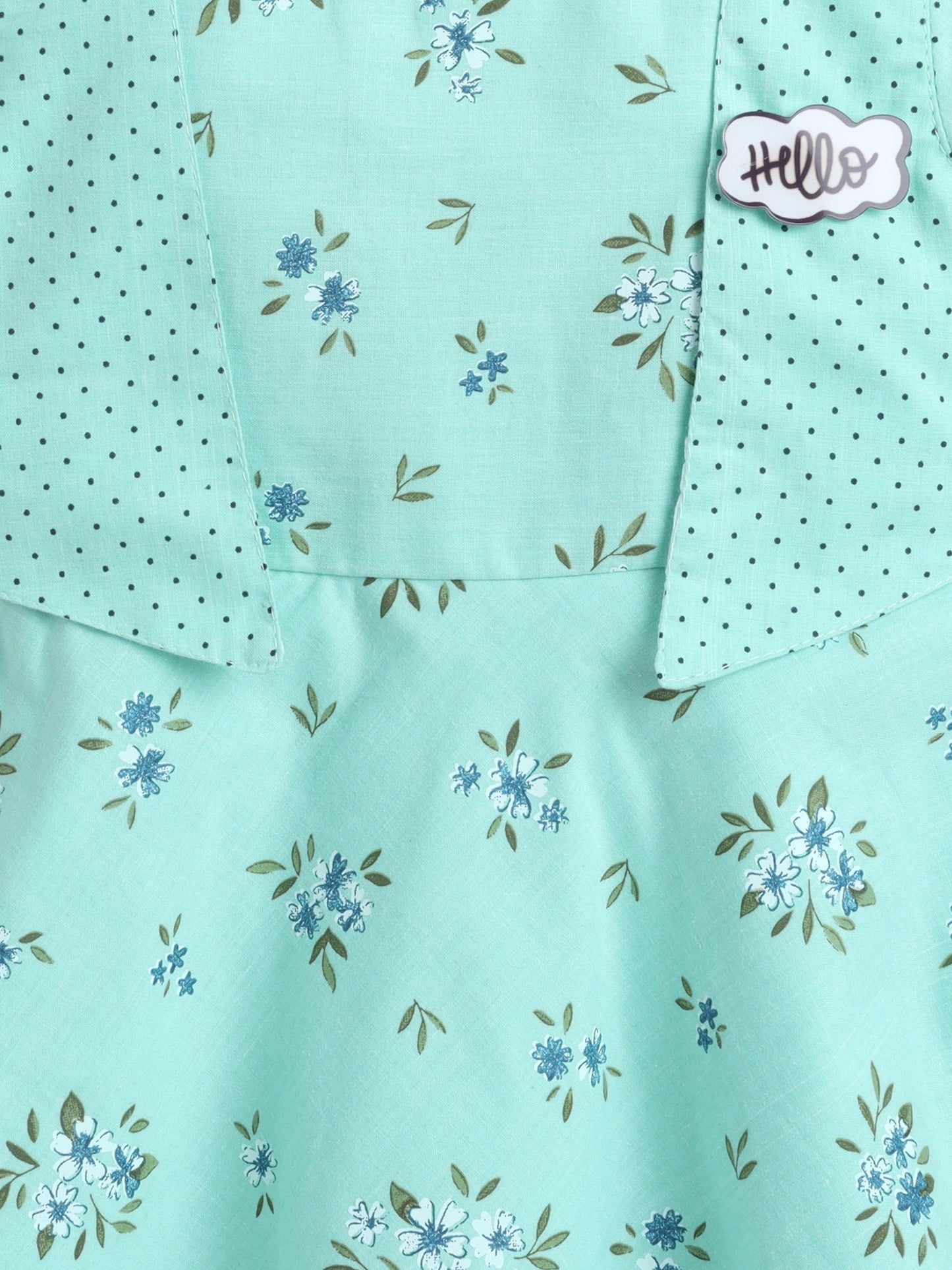 Floral with Shrug Sleeves Dress For Girls- Blue