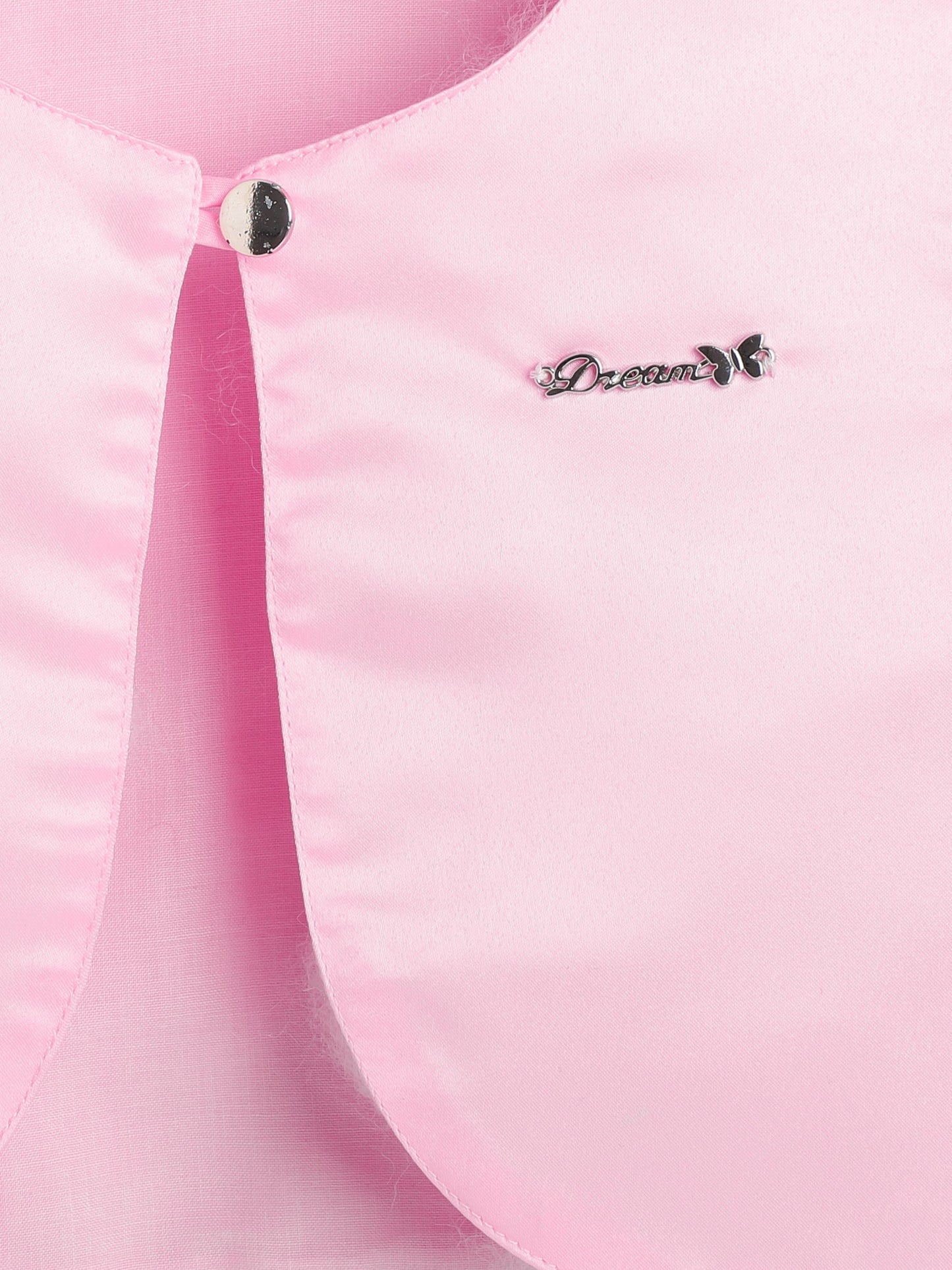 The Magic Wand Satin Full Sleeve Solid Bolero Shrug With Brooch Baby Pink
