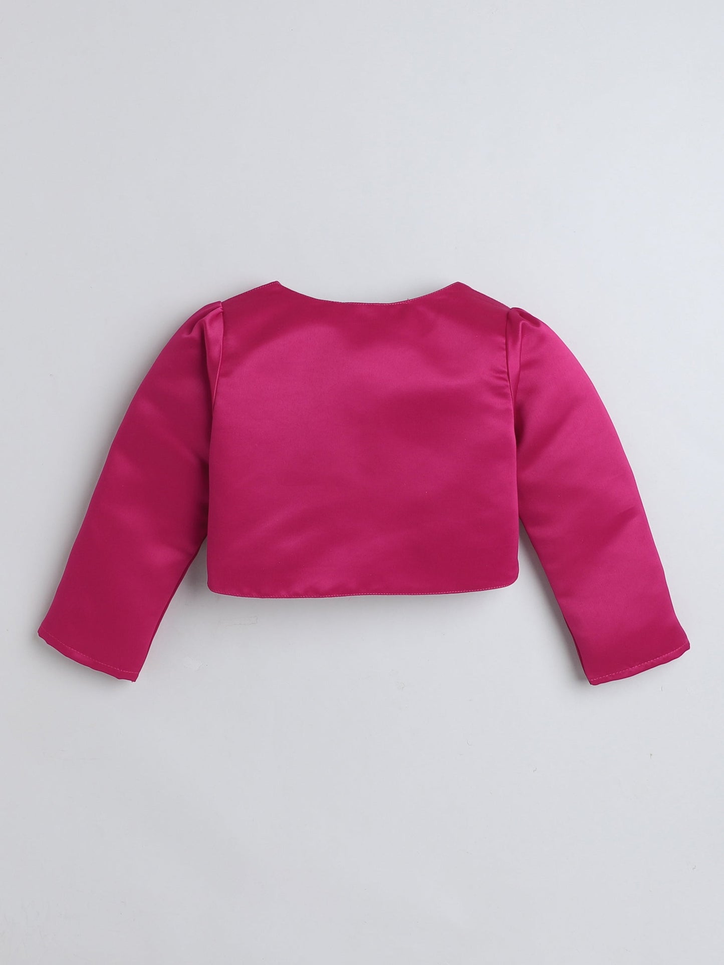 The Magic Wand Satin Full Sleeve Solid Bolero Shrug With Brooch Fuchsia