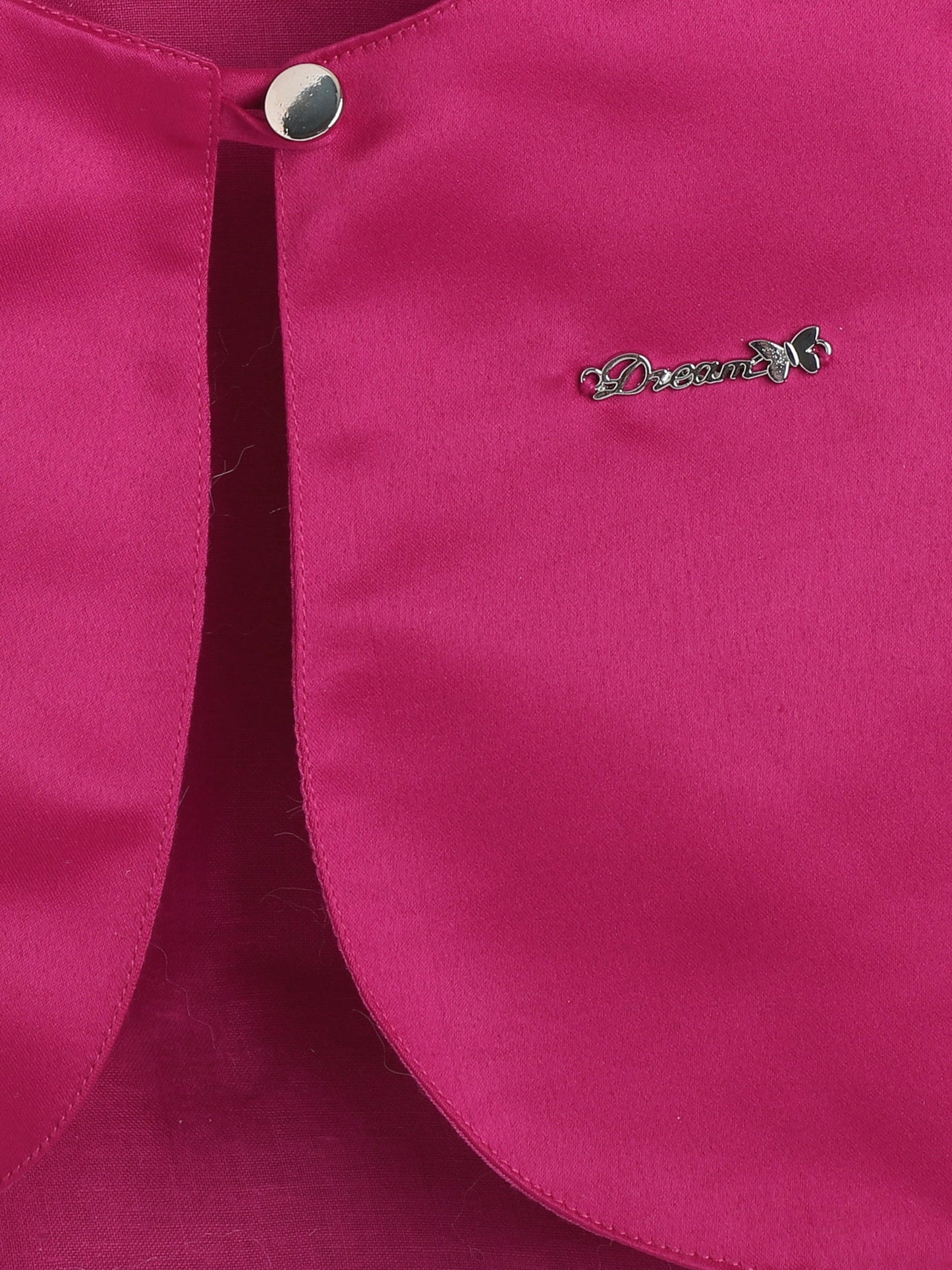 The Magic Wand Satin Full Sleeve Solid Bolero Shrug With Brooch Fuchsia