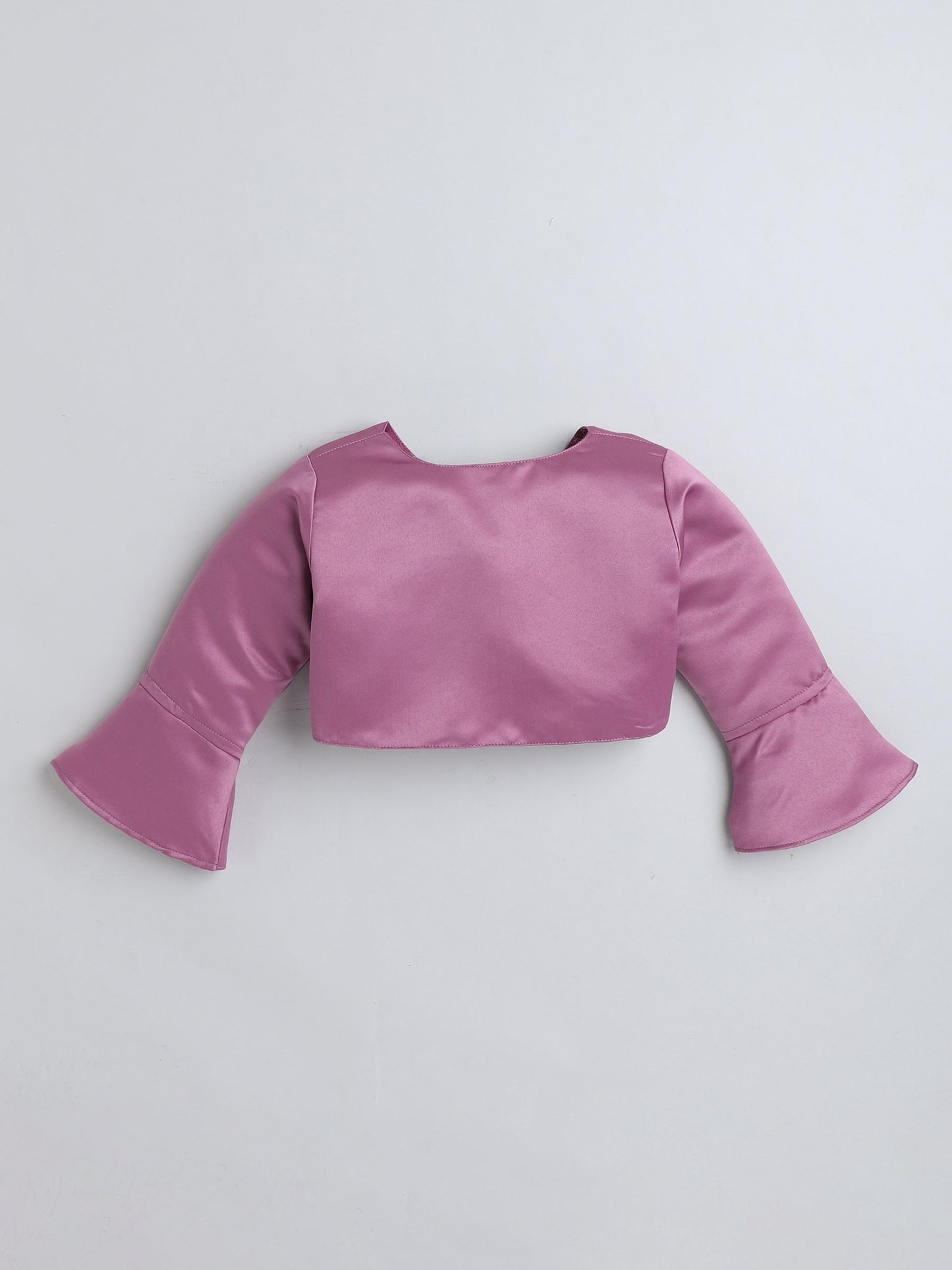 The Magic Wand Satin Three Fourth Sleeves Solid Bolero Shrug With Brooch Pink