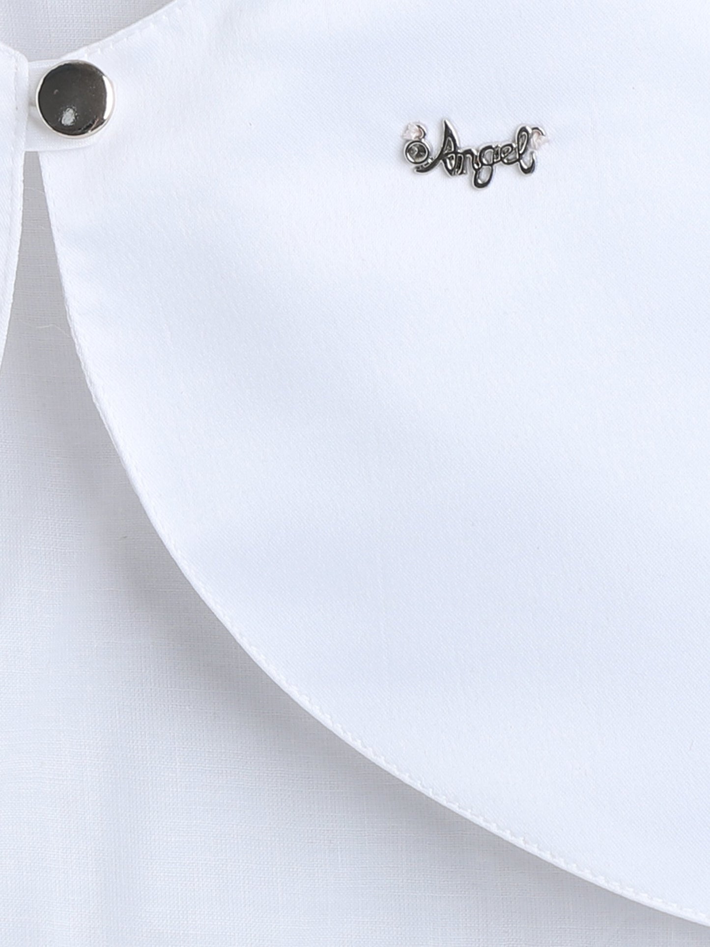 The Magic Wand Satin Three Fourth Sleeves Solid Bolero Shrug With Brooch White