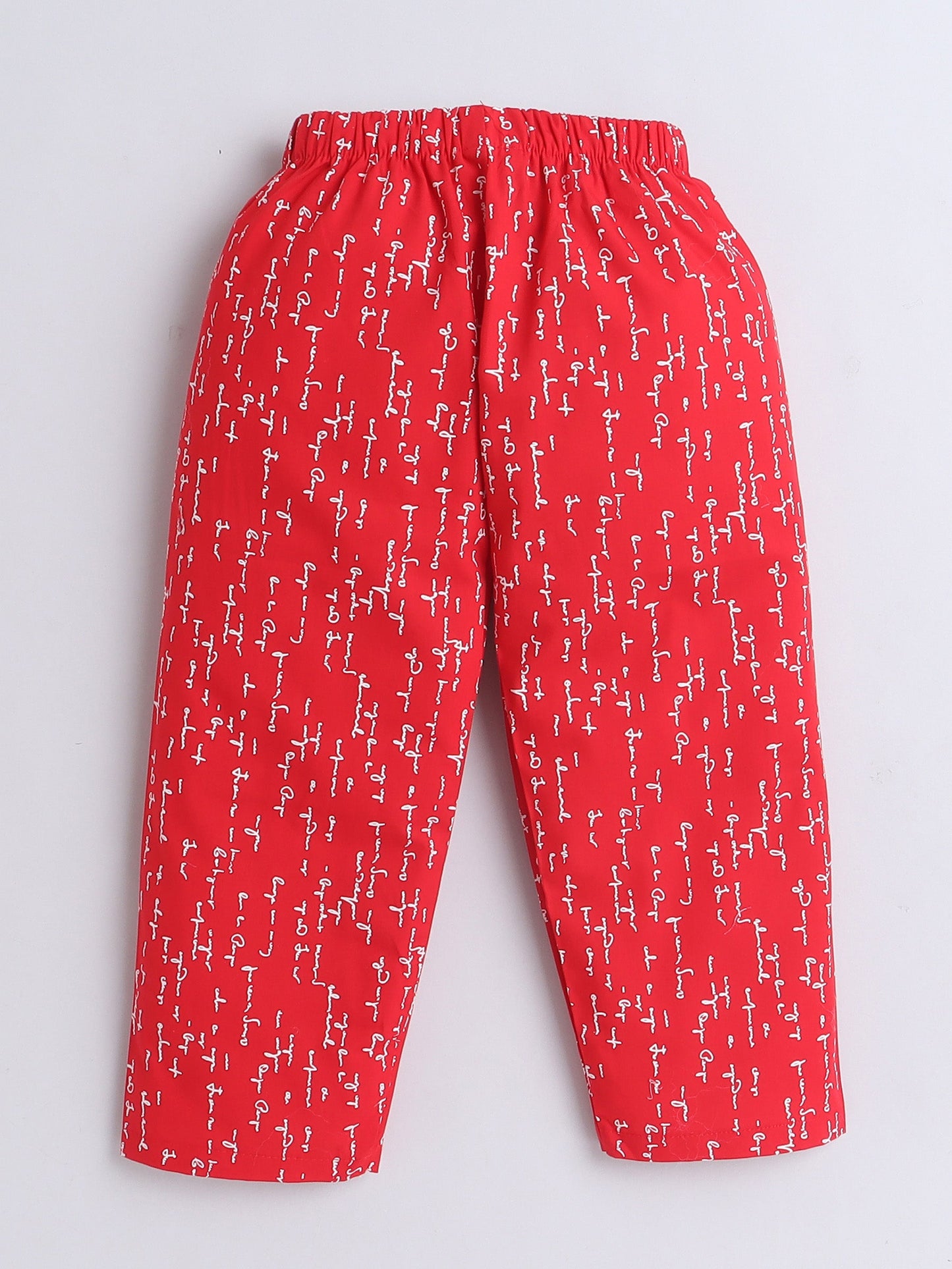 Cotton Woven Full Sleeves Typography Printed Coordinating Night Suit Set - Red