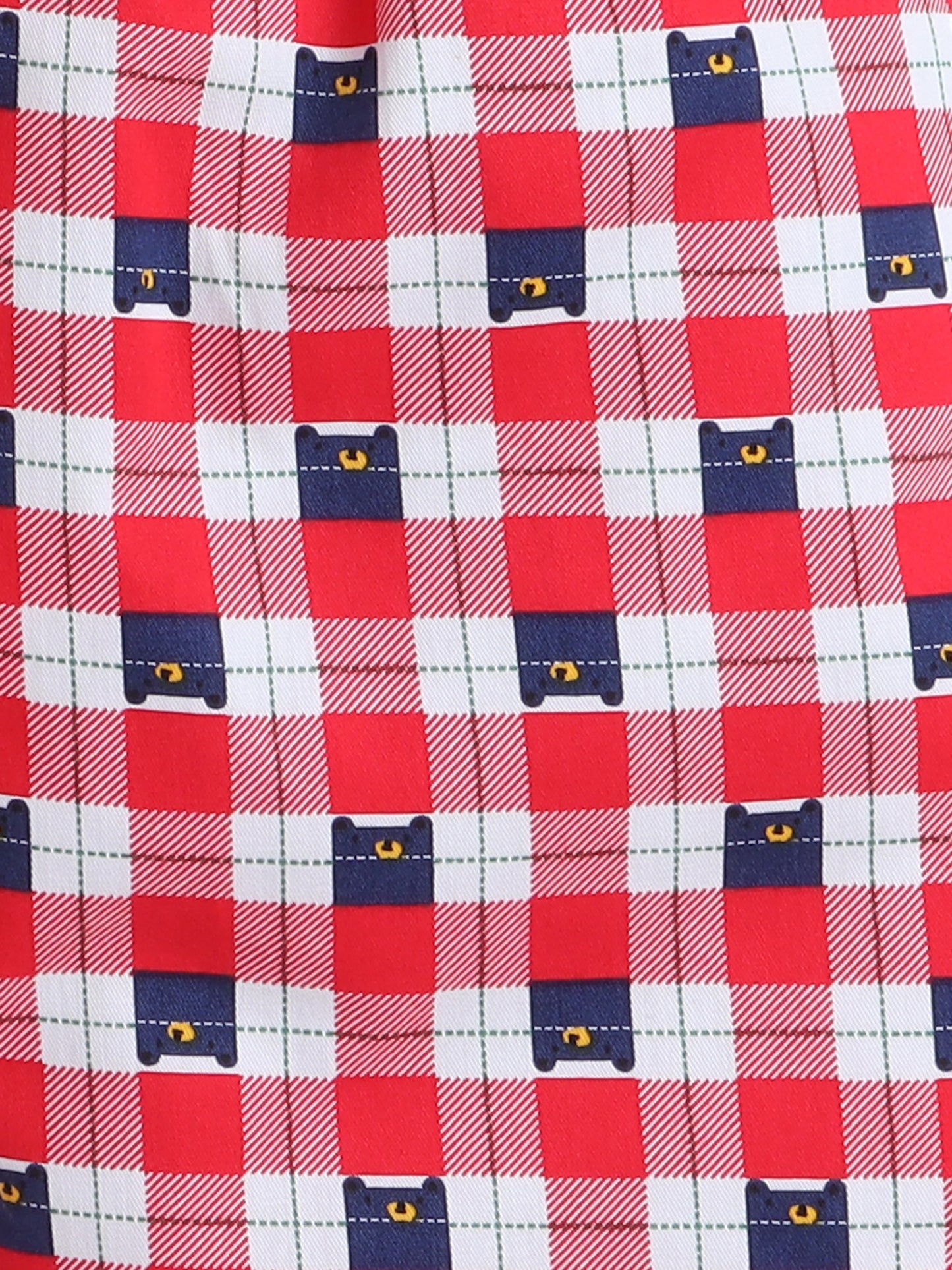 Full Sleeves Cotton Checks Printed Night Suit Set Red