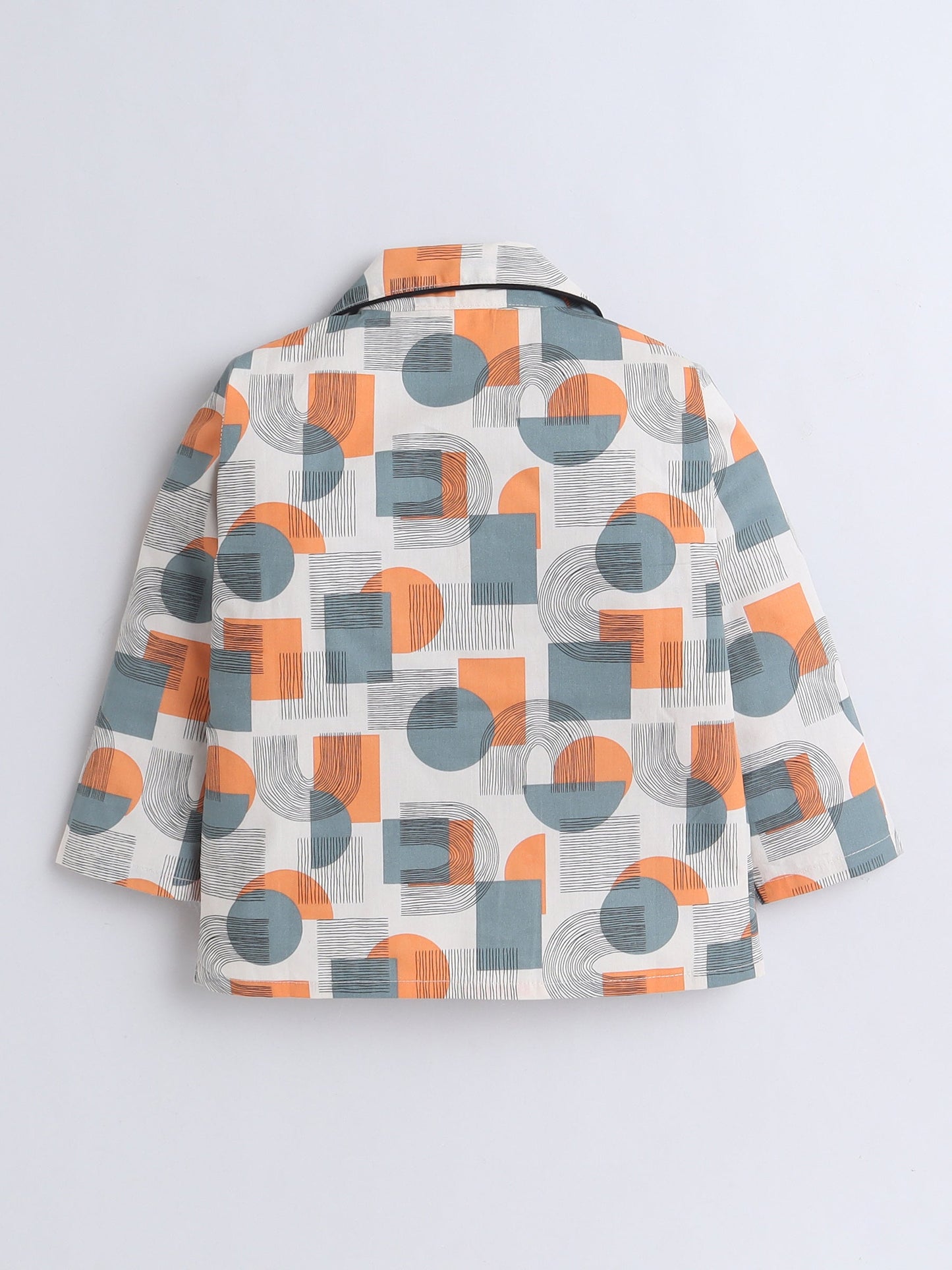 Cotton Woven Full Sleeves Abstract Printed Coordinating Night Suit Set - Orange